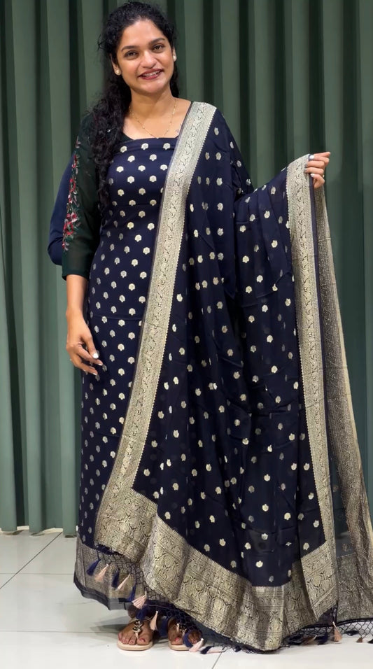 GEORGETTE BANARASI UNSTITCHED SALWAR SUITS - IHA 33189