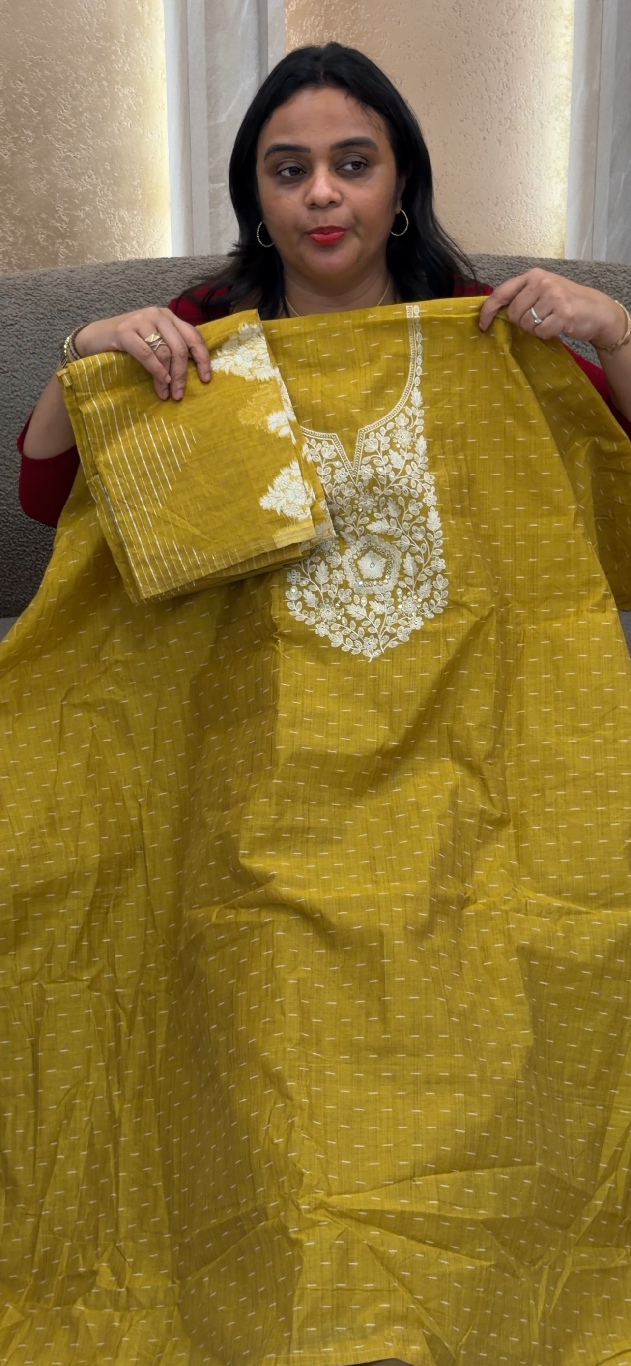 CHANDERI UNSTITCHED SALWAR SUITS - IHA 32940