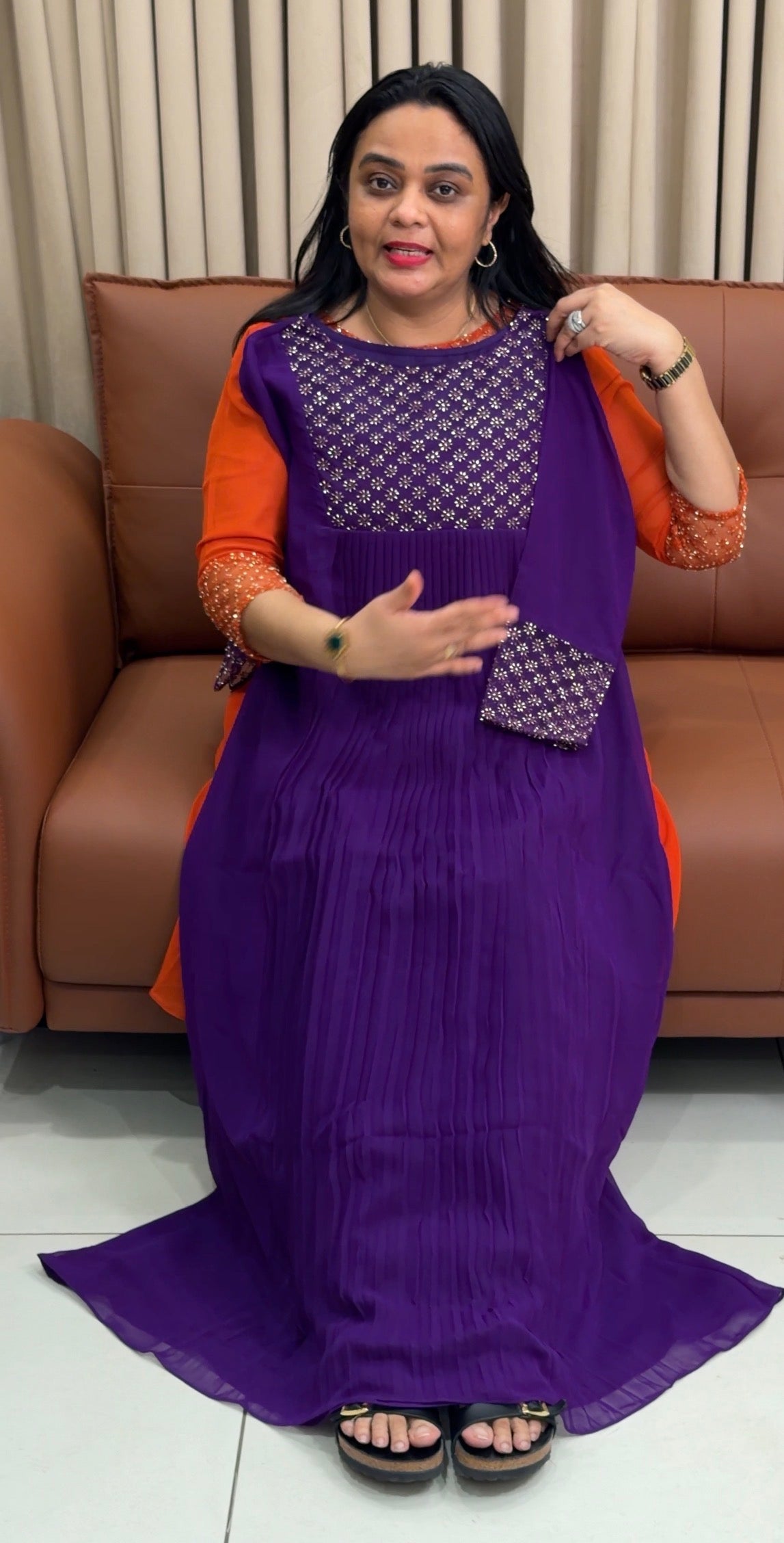 IHA'S IN- HOUSE HAND WORKED PLEATED ALINE TOPS - IHA 34882