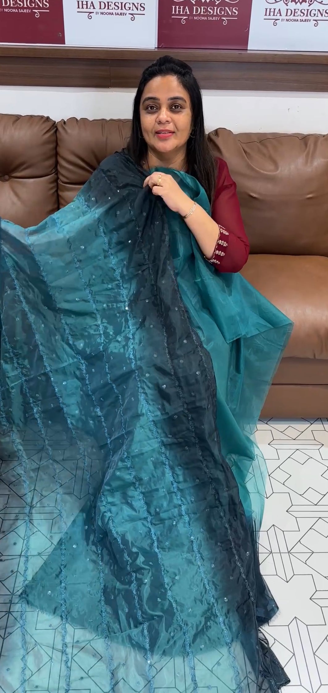 DOUBLE DYED ORGANZA UNSTITCHED SALWAR SUITS - IHA 28041