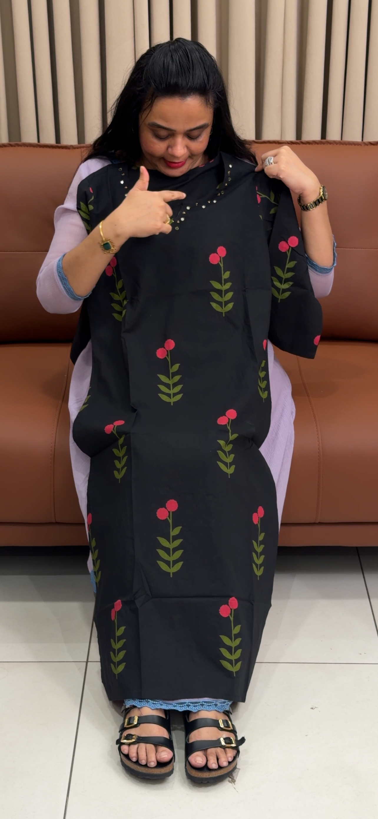 COTTON LONG SLITTED TOPS - IHA 34900