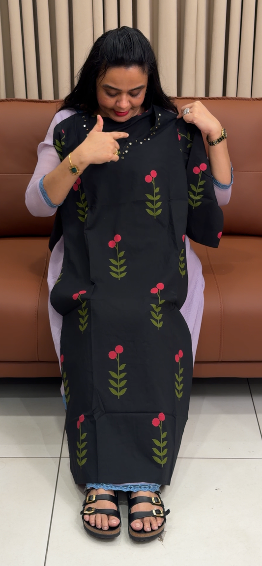 COTTON LONG SLITTED TOPS - IHA 34900