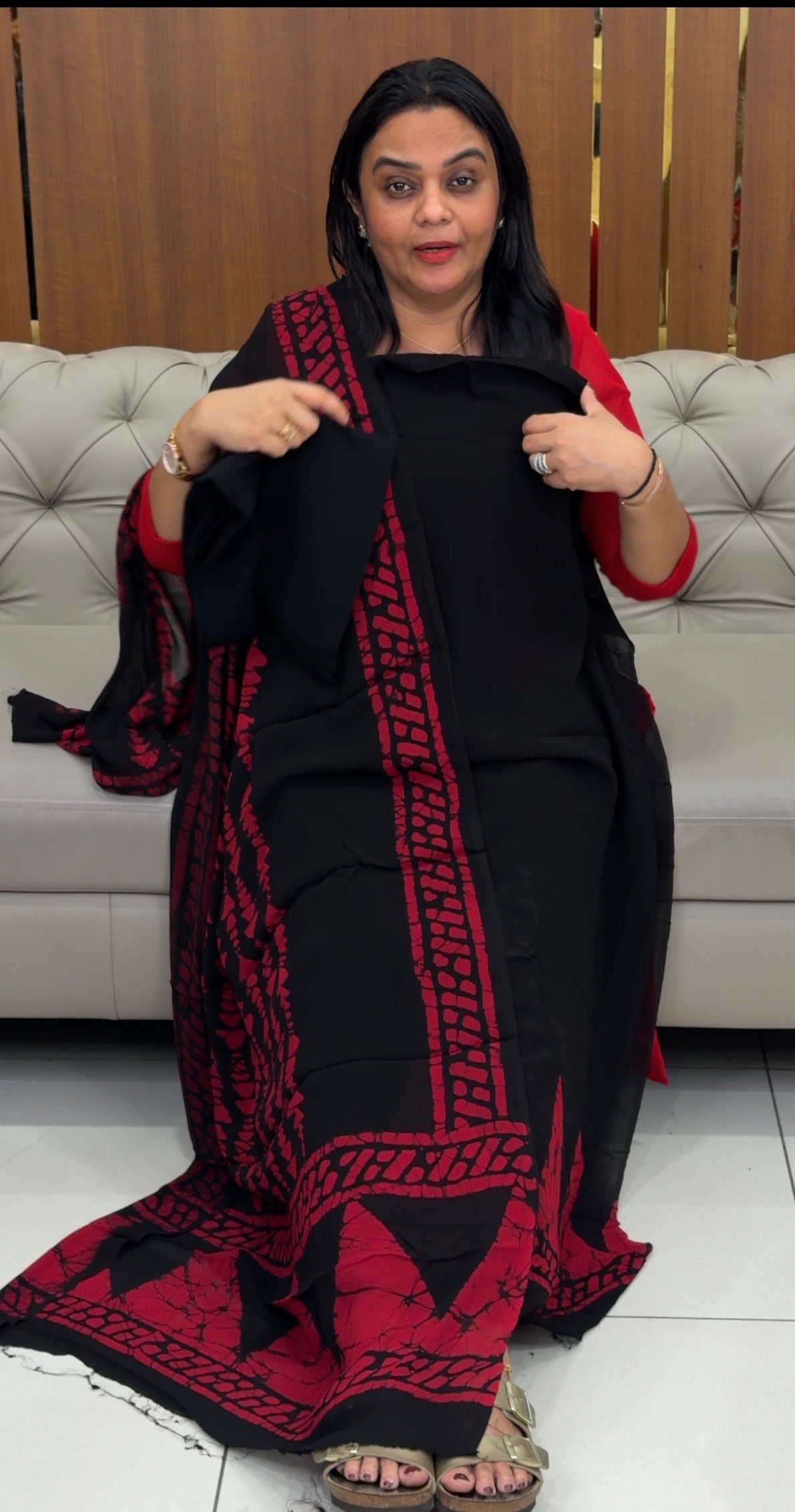 BATIK PRINTED GEORGETTE UNSTITCHED SALWAR SUITS - IHA 32054