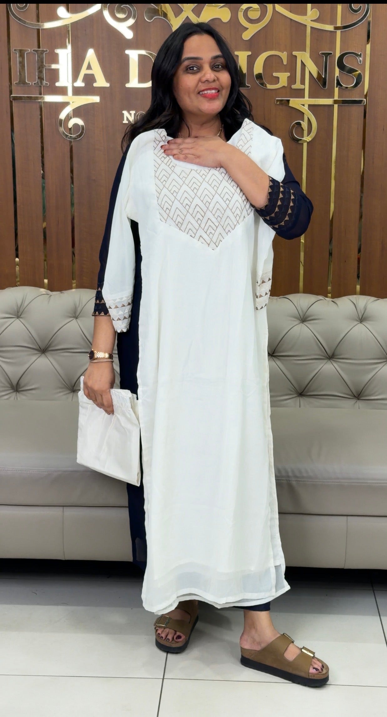 FAUX GEORGETTE CO-ORDS SETS - IHA 32632