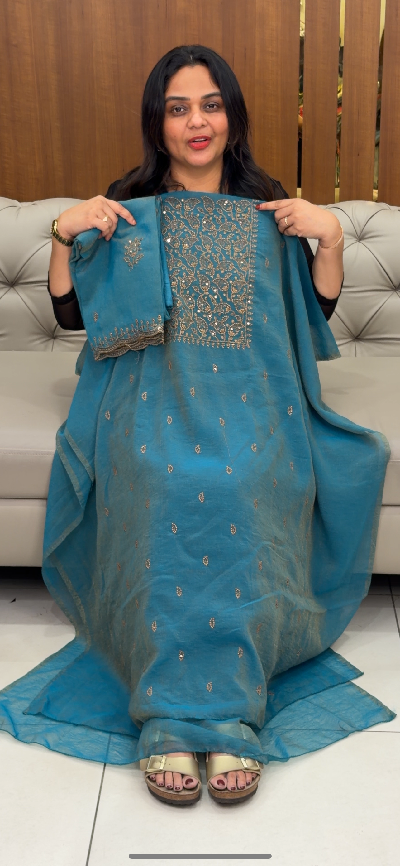 CRUSHED SILK UNSTITCHED SALWAR SUITS - IHA 33114