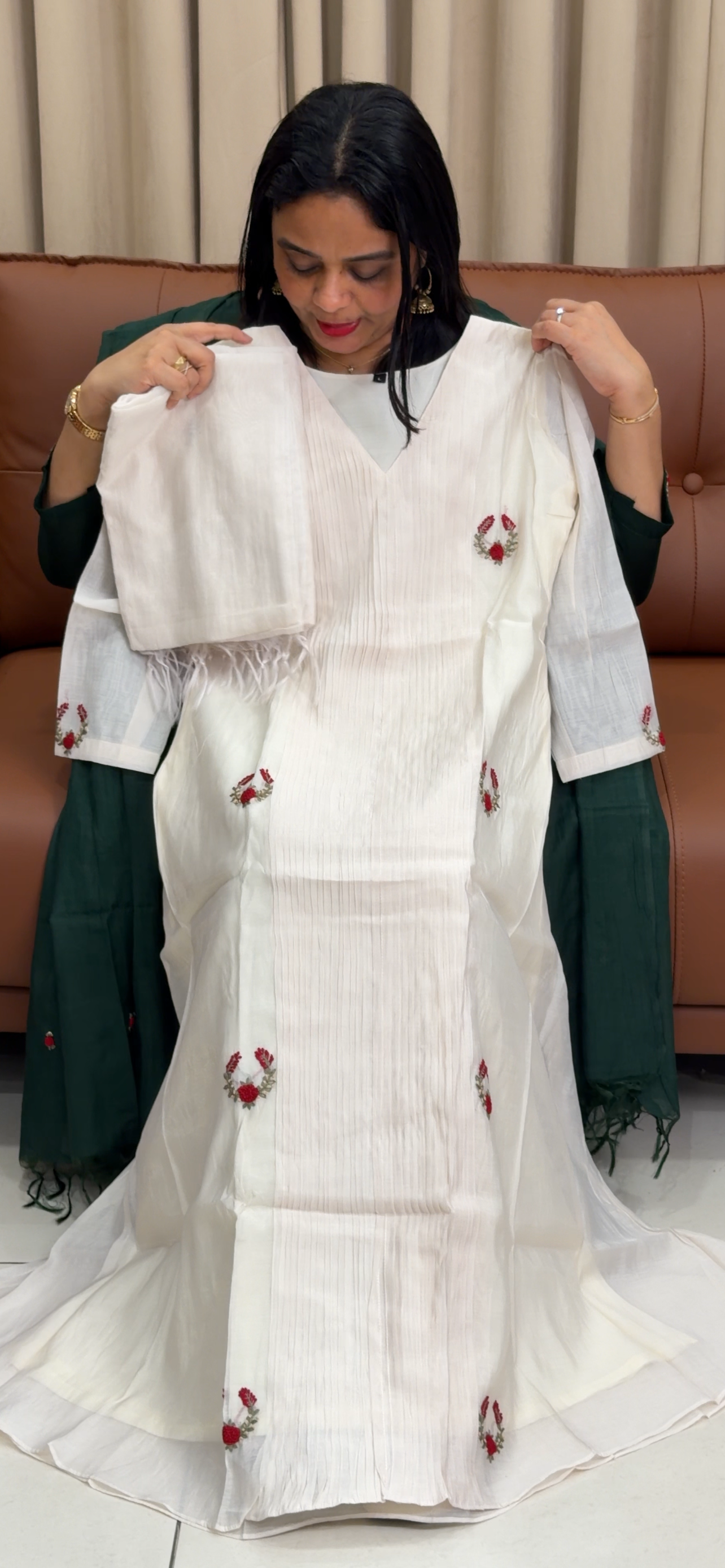 MALAI CHANDERI TOP, BOTTOM AND DUPATTA - IHA 34014