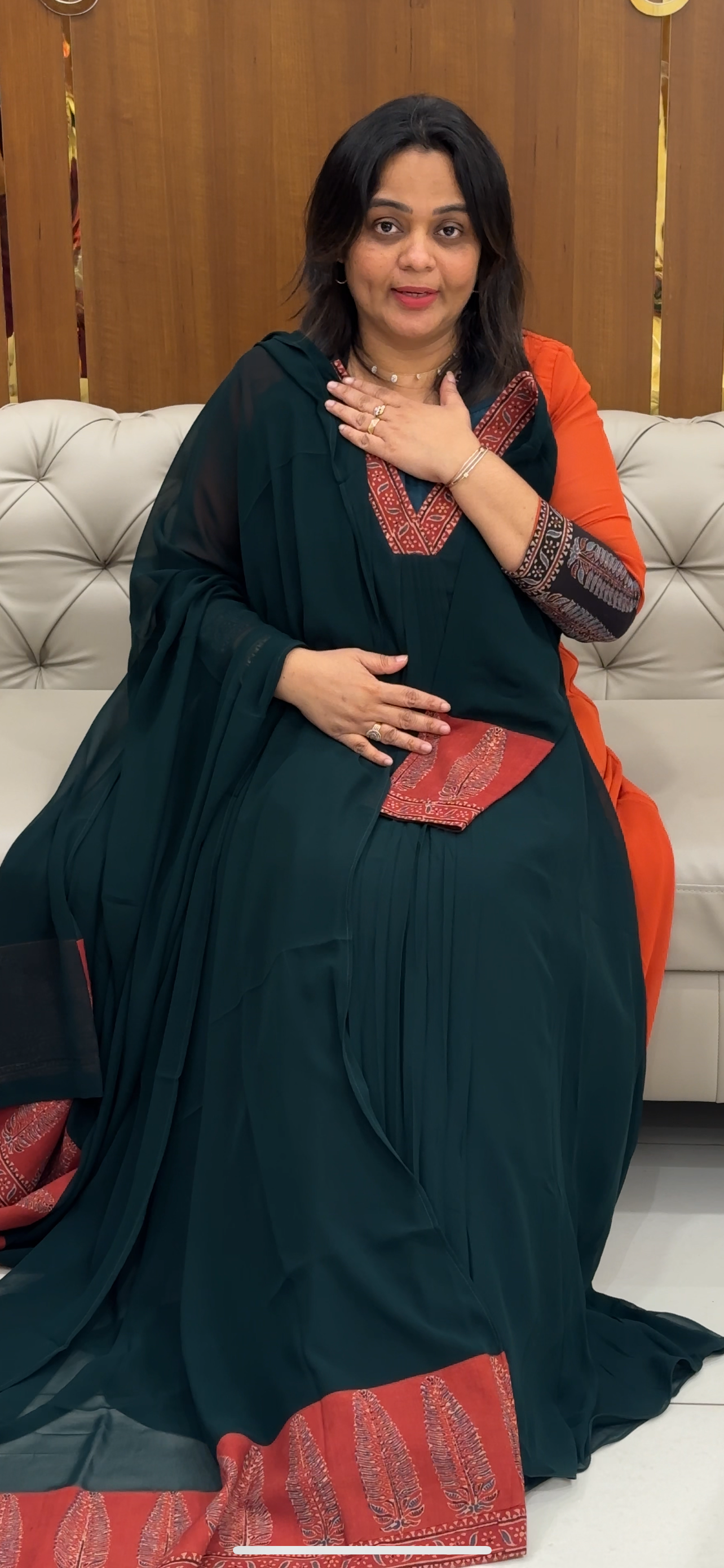 IHA'S IN-HOUSE GEORGETTE SLITTED TOPS AND DUPATTA  - IHA 28665