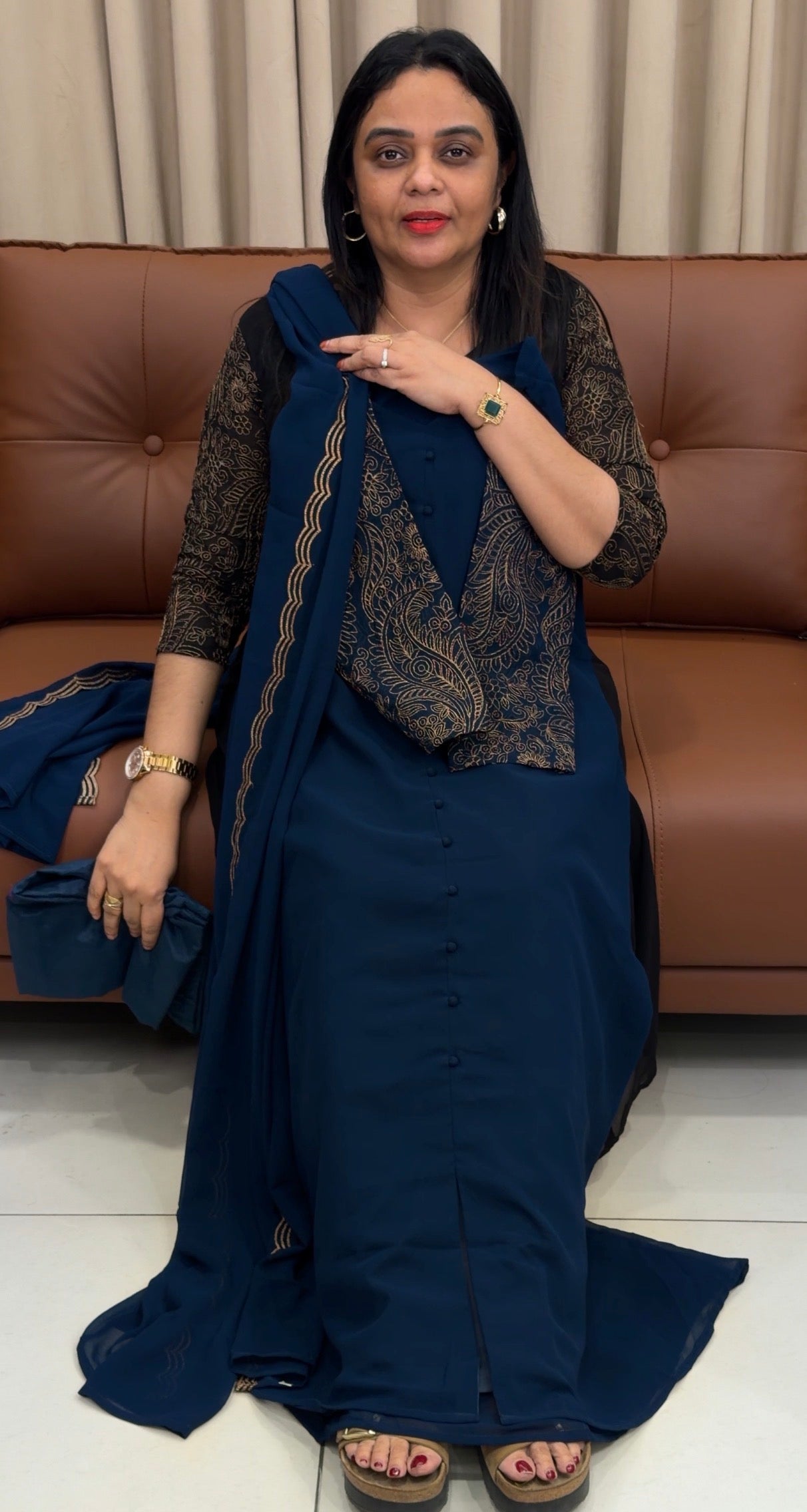 SEMI PARTY WEAR TOP,BOTOM AND DUPATTA - IHA 33427