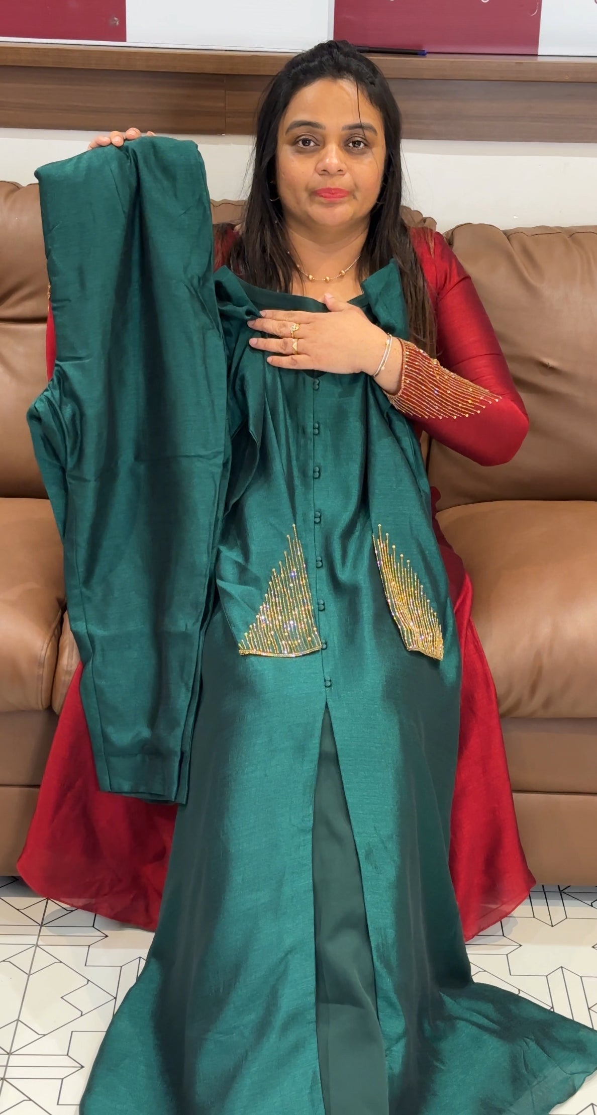 IHA'S IN-HOUSE SEMI RAW SILK TOP AND BOTTOM - IHA 29382