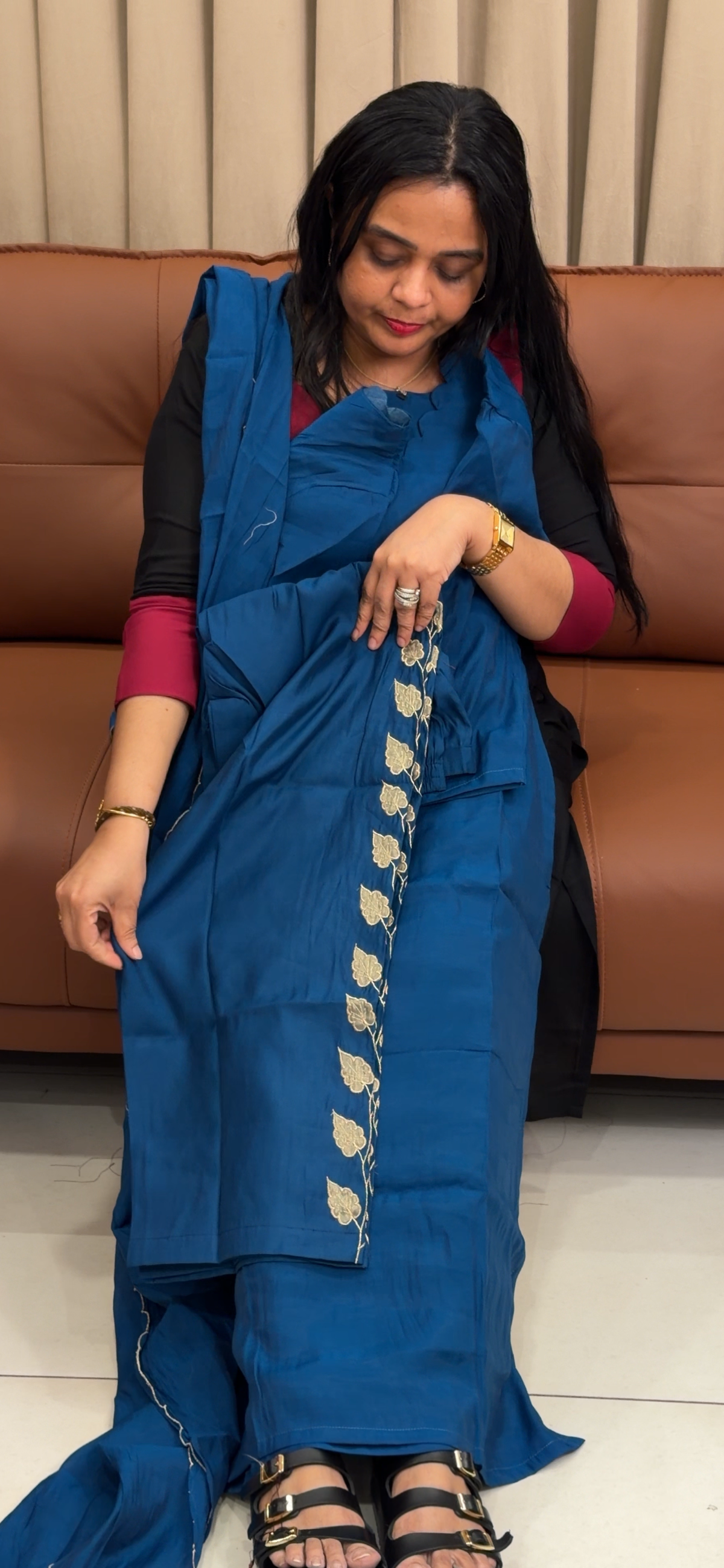 MUL CHANDERI TOP, BOTTOM AND DUPATTA - IHA 35307