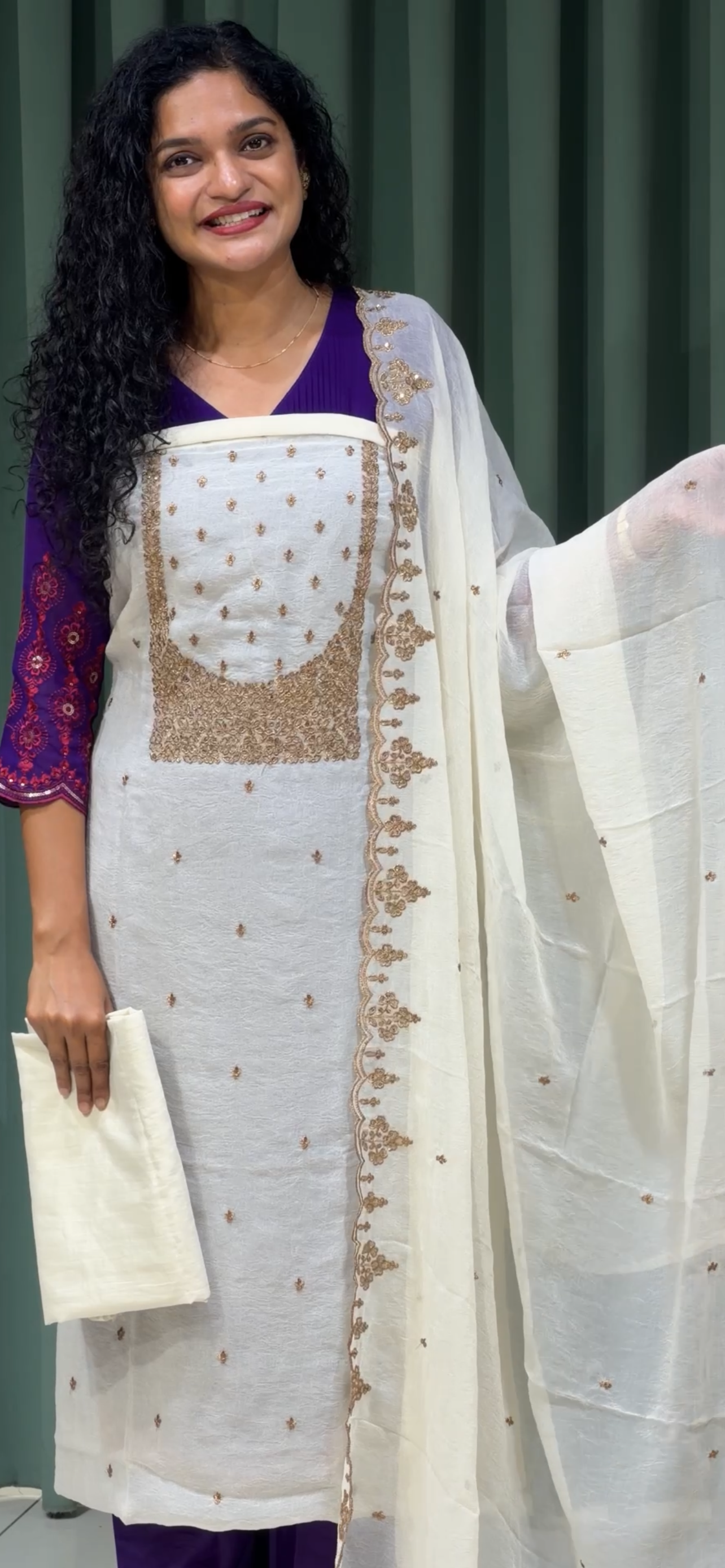 CRUSHED ORGANZA UNSTITCHED SALWAR SUITS - IHA 33712