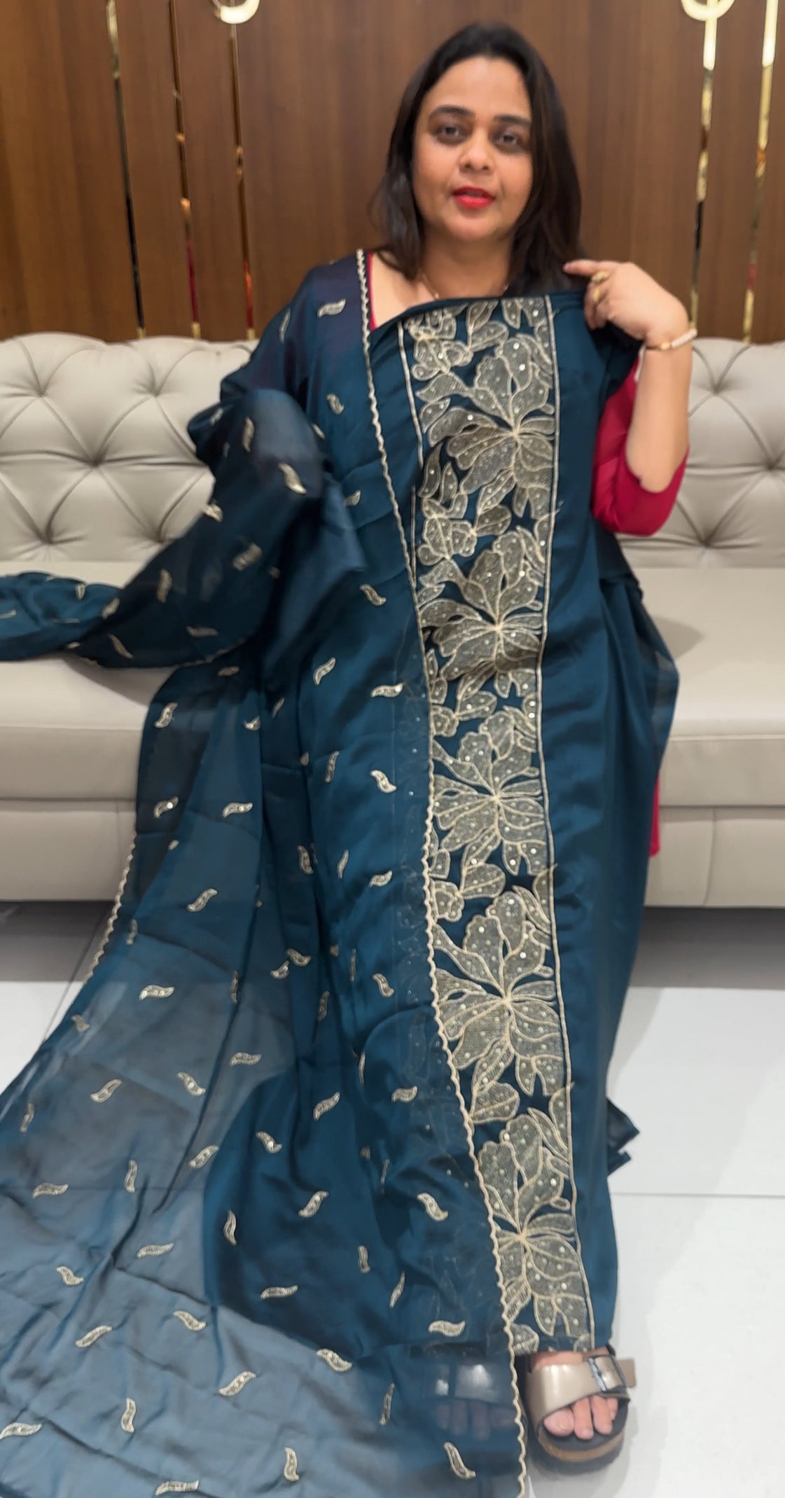 SILKY GEORGETTE UNSTITCHED SALWAR SUITS - IHA 23263