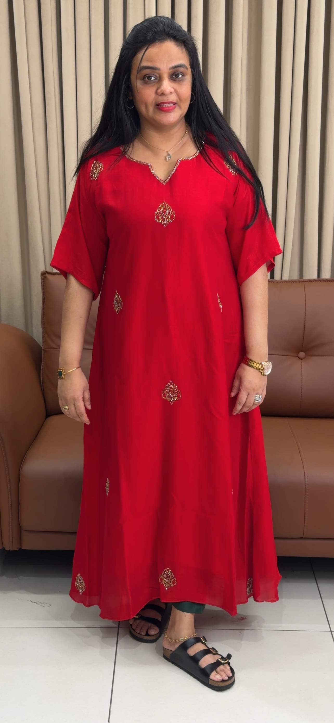 IHA'S IN-HOUSE SEMI RAW SILK TUNIC TOPS - IHA 34816