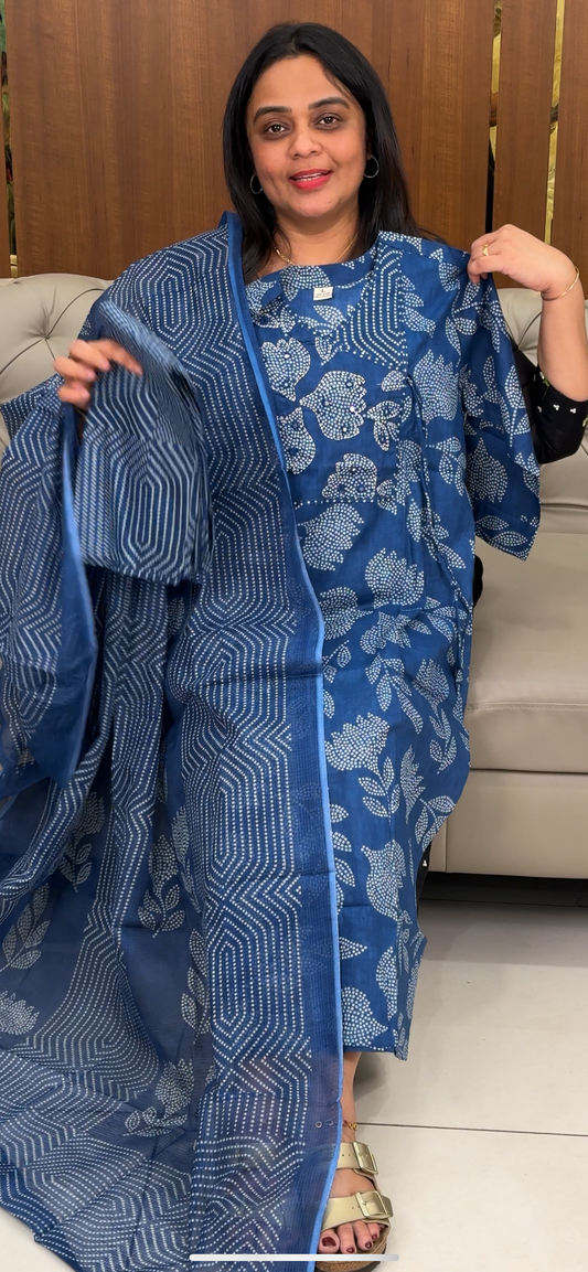 COTTON LONG TOP, BOTTOM AND DUPATTA - IHA 31519