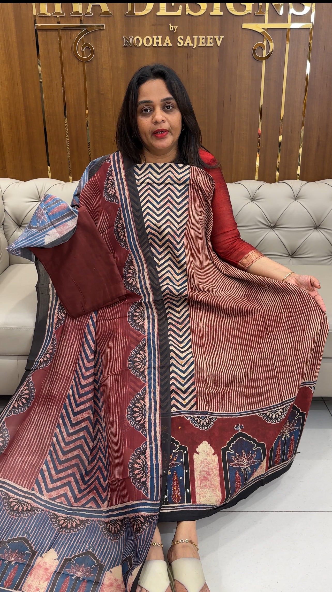 COTTON AJRAKH PRINTED SALWAR SUITS - IHA 25219