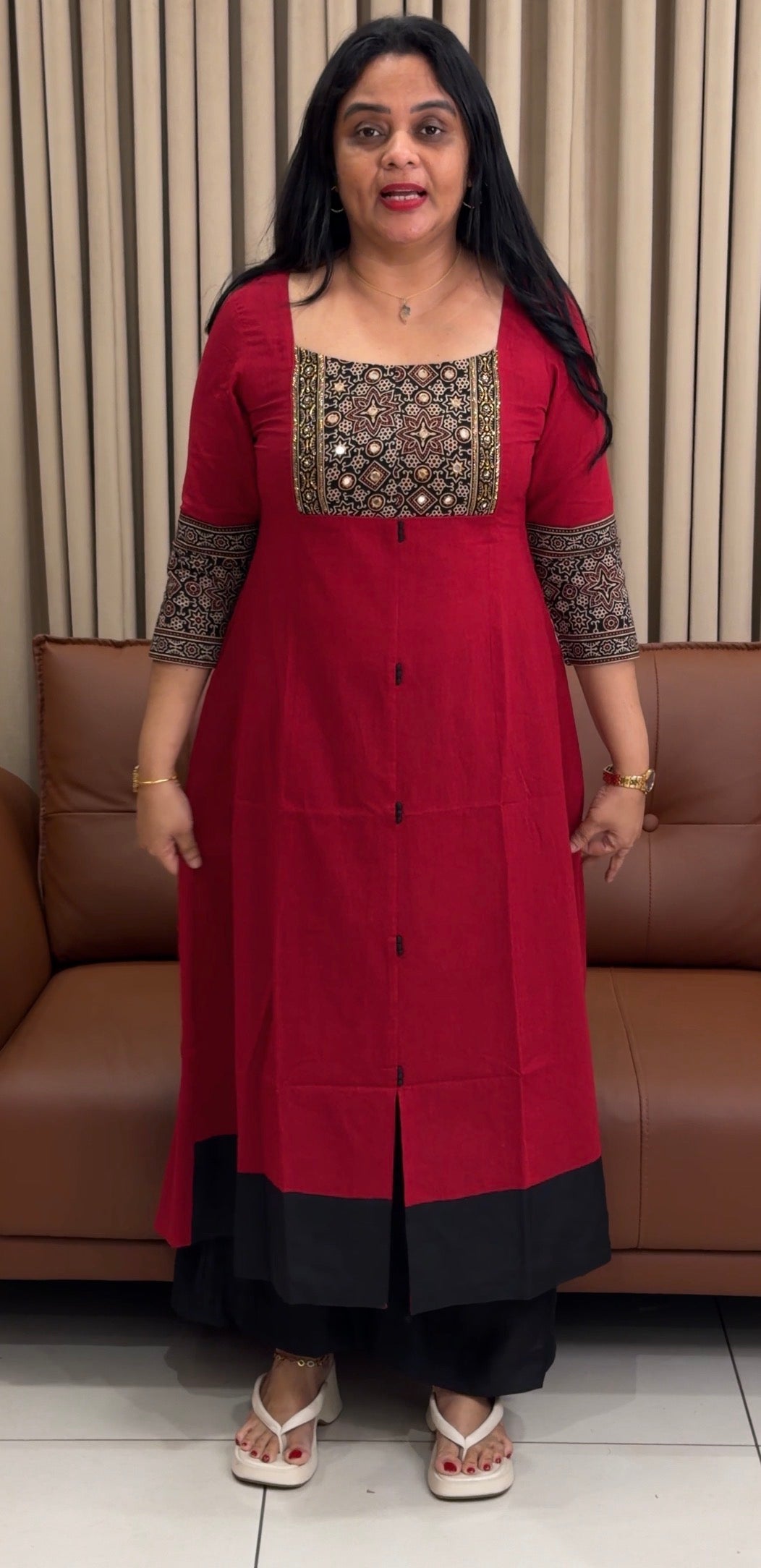IHA'S IN-HOUSE HANDLOOM COTTON SLITTED  TOPS - IHA 34458