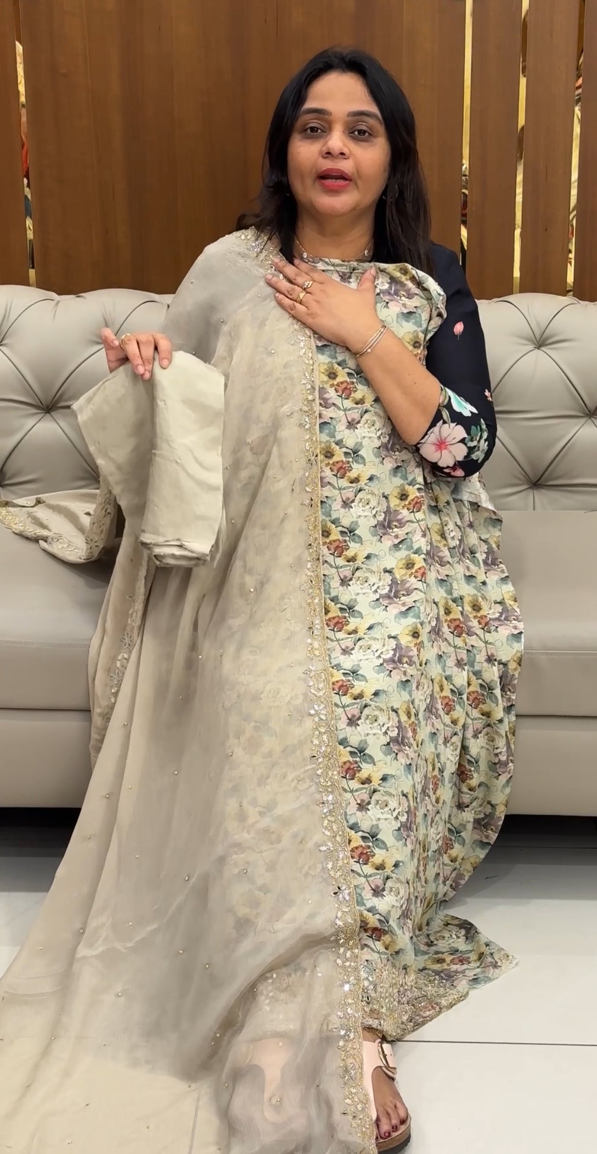 PRINTED CRAPE SILK UNSTITCHED SALWAR SUITS - IHA 28674