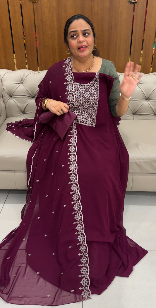 FAUX GEORGETTE UNSTITCHED SALWAR SUITS - IHA 27626