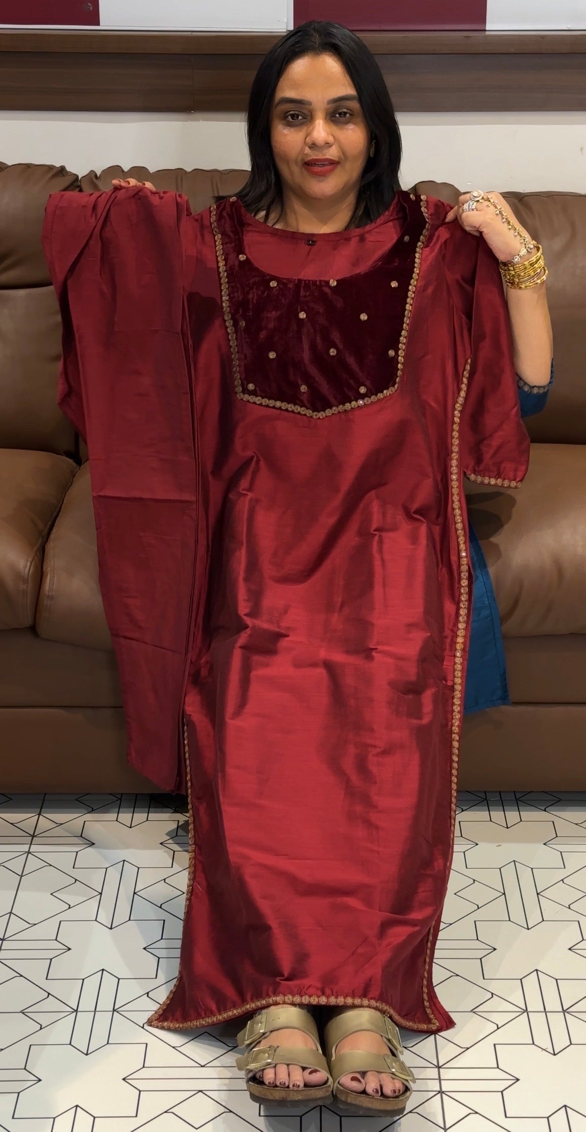 SEMI RAW SILK TOP AND BPOTTOM - IHA 33176