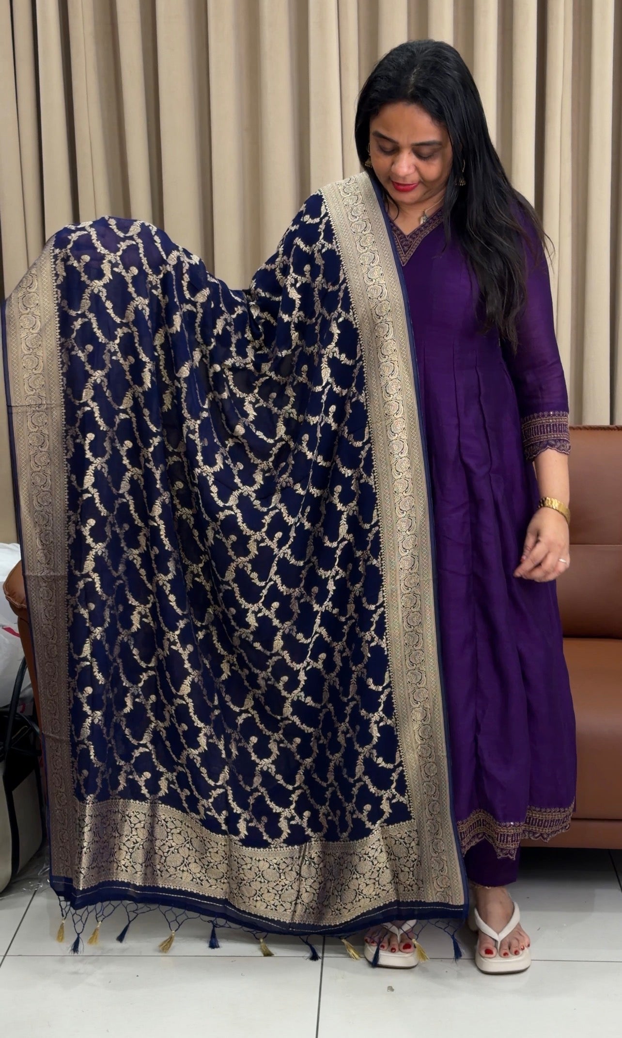 VISCOSE BANARASI DUPATTA - IHA 34189