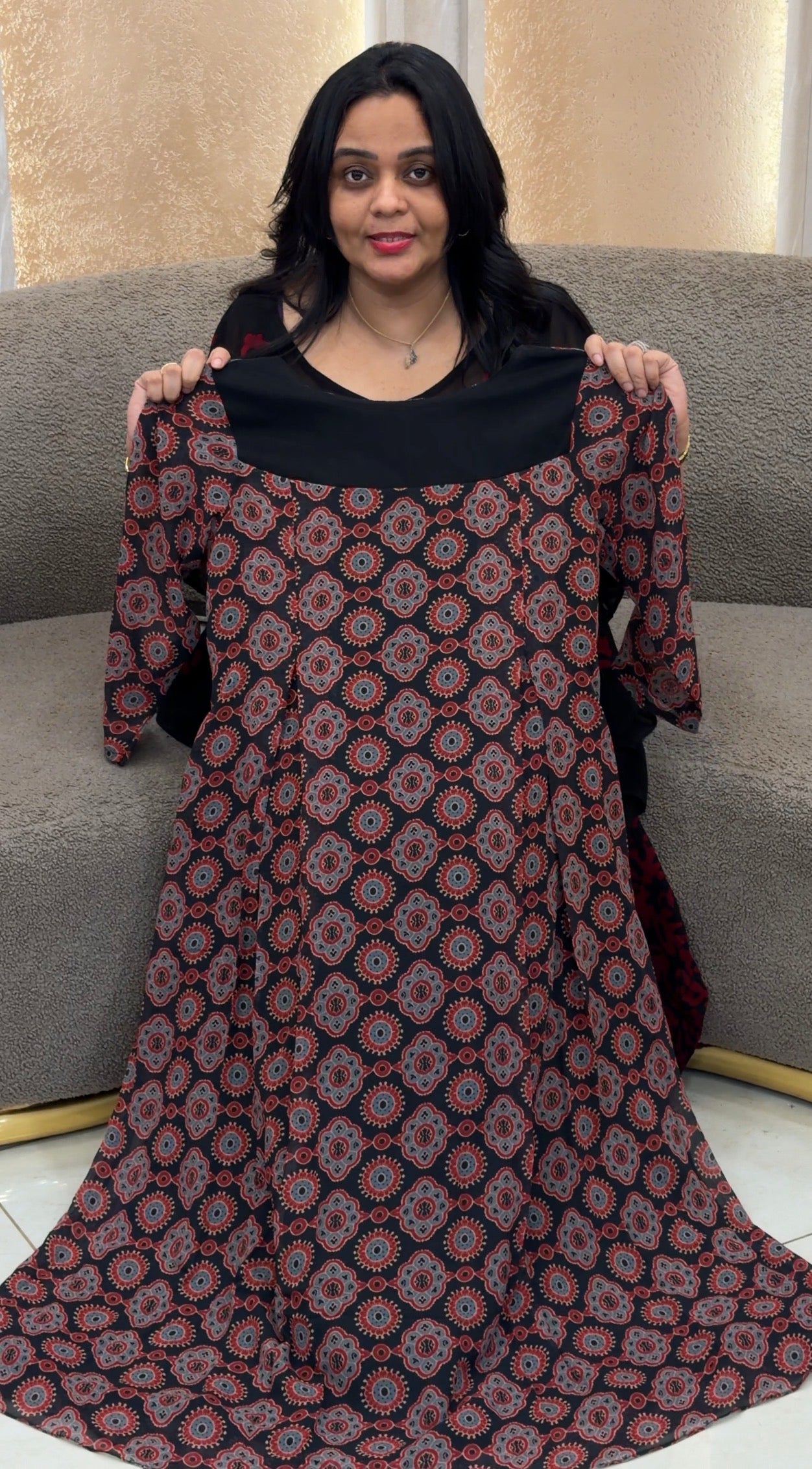 IHA'S IN-HOUSE AJRAKH PRINTED UNSTITCHED SALWAR SUITS - IHA 35196