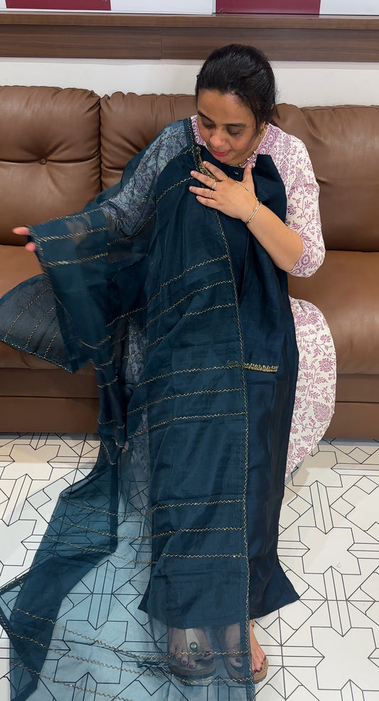 SEMI RAW SILK TOP, BOTTOM AND DUPATTA - IHA 26462
