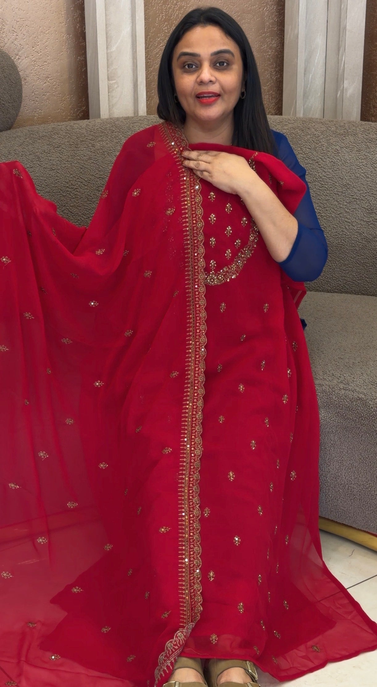 FORWARD FAUX GEORGETTE UNSTITCHED SALWAR SUITS - IHA 32528