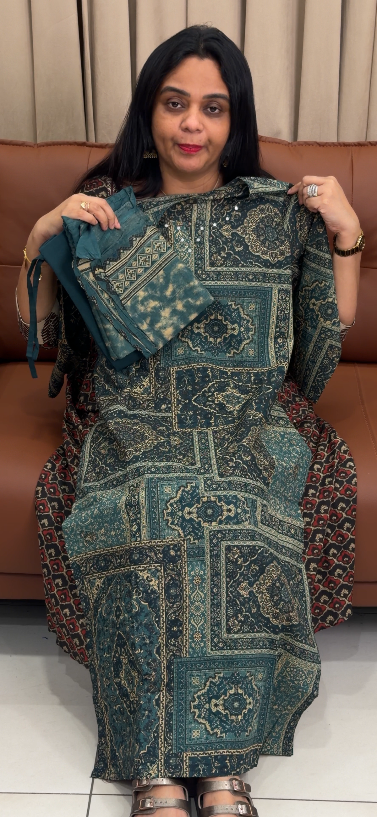 PRINTED COTTON TOP, BOTTOM AND DUPATTA - IHA 35729