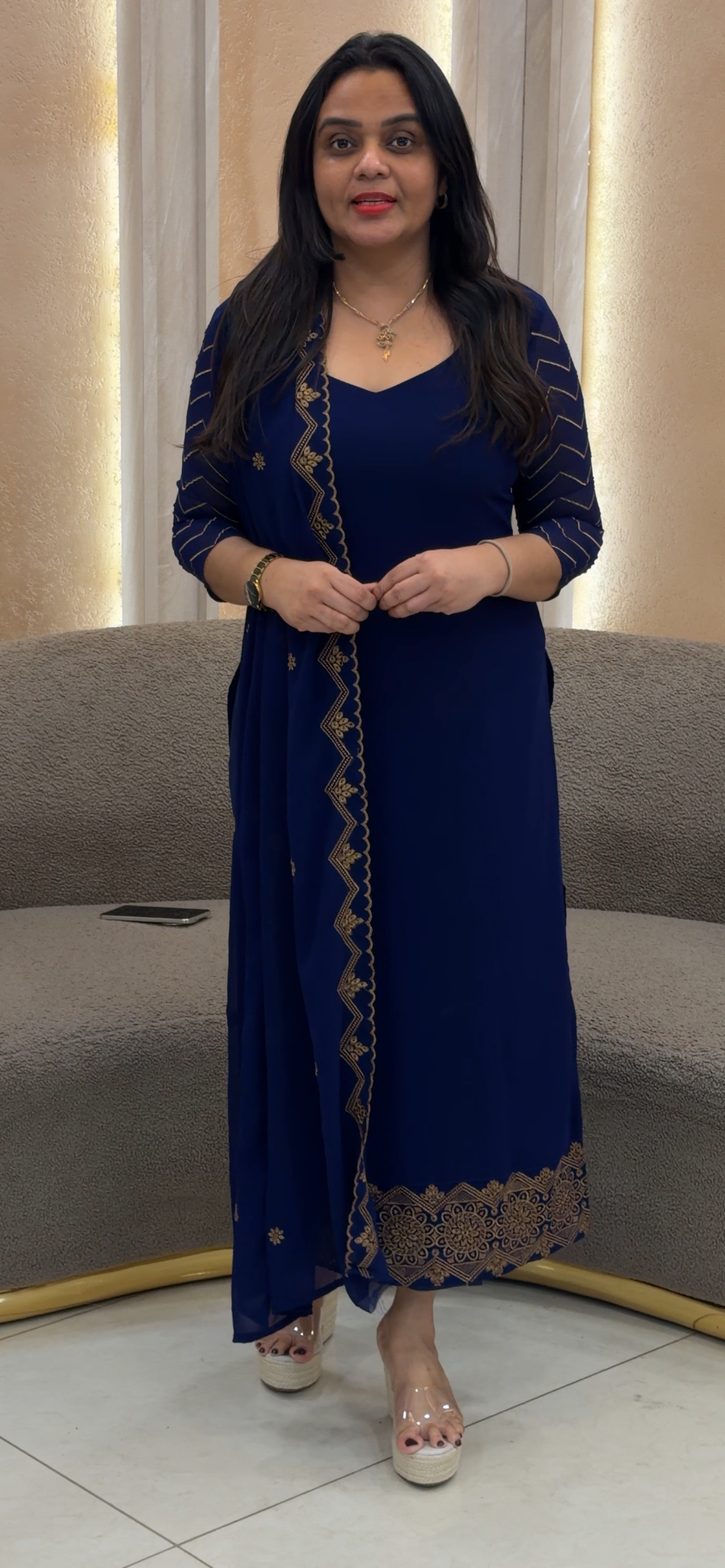 FAUX GEORGETTE UNSTITCHED SALWRA SUITS - IHA 32821