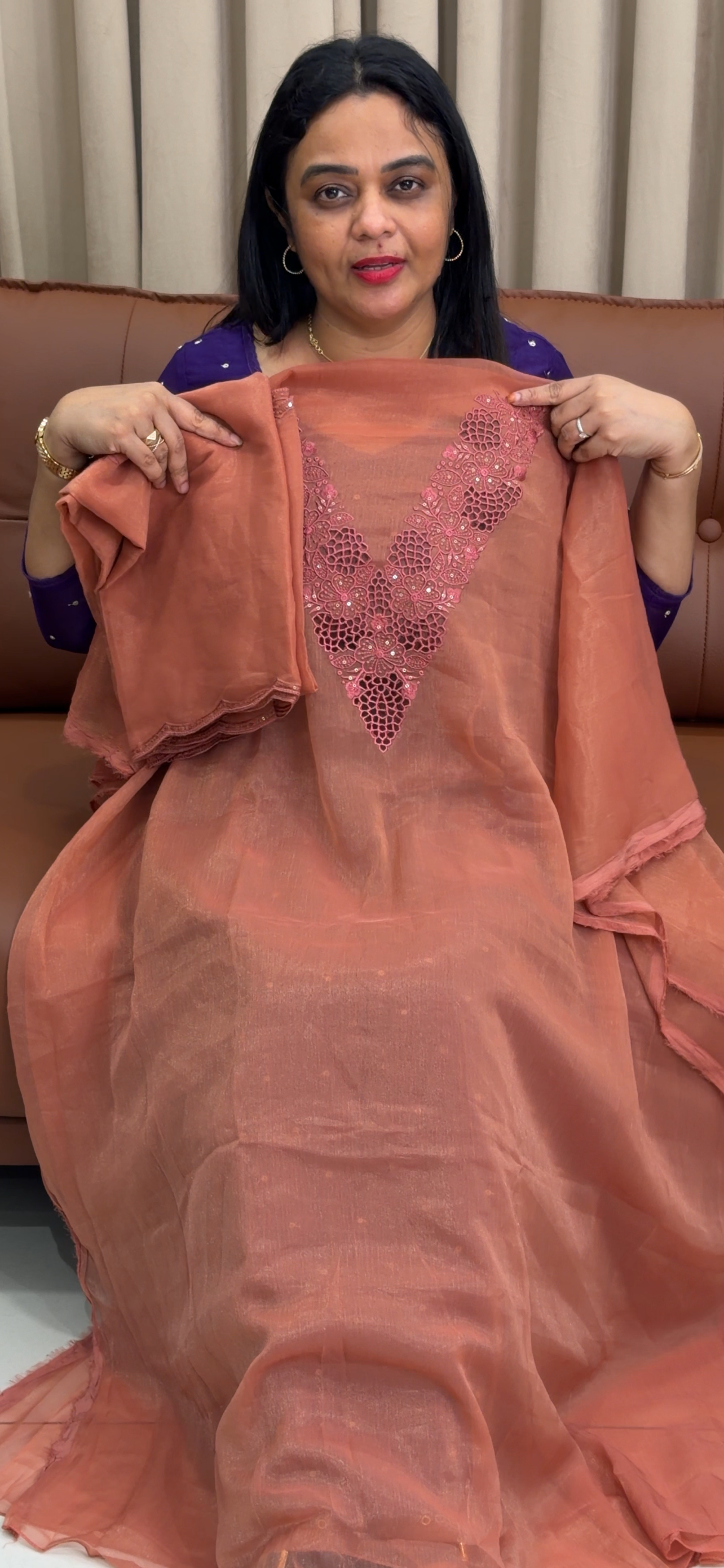 SHIMMER CHIFFON UNSTITCHED SALWAR SUITS - IHA 33896