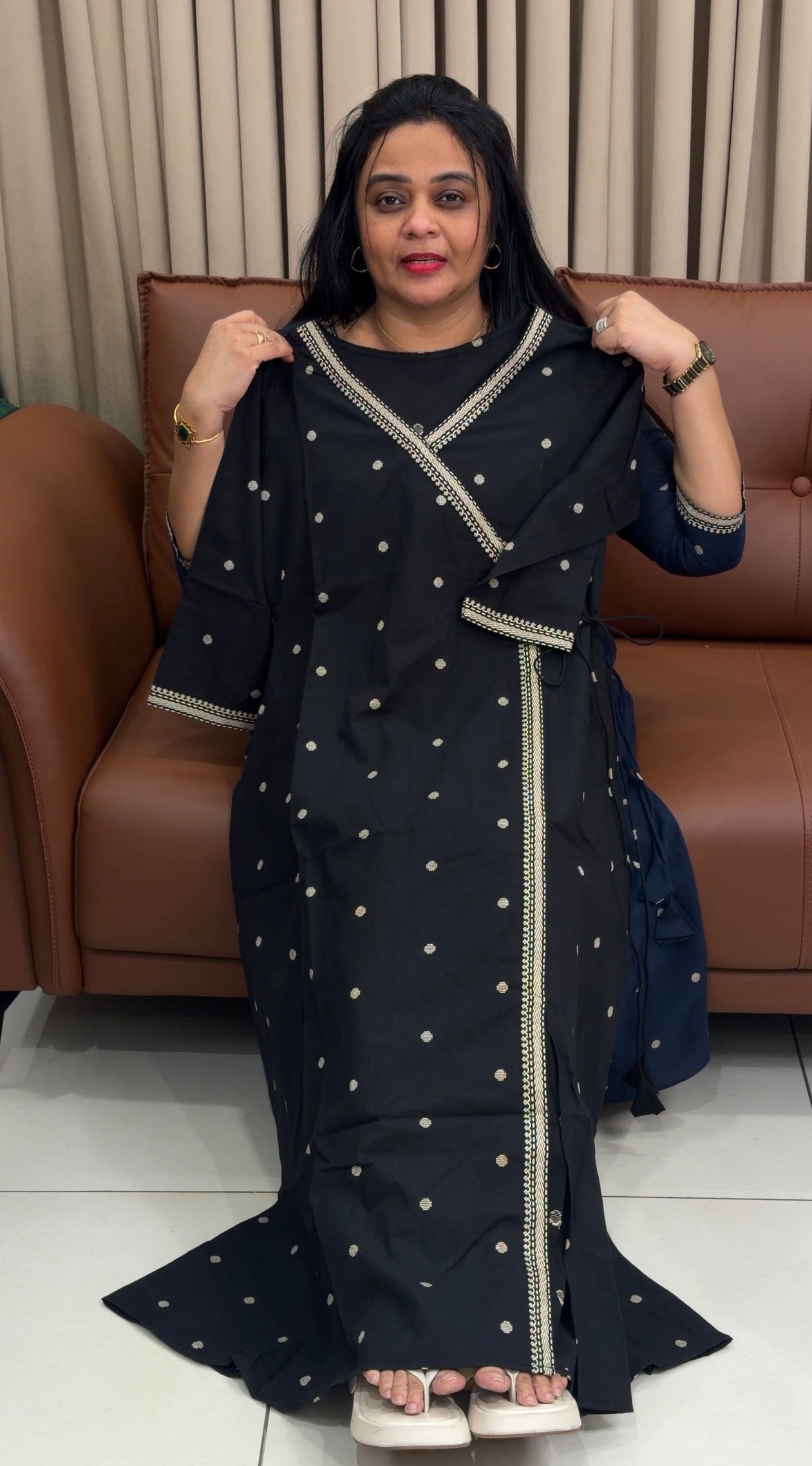 IHA'S IN-HOUSE COTTON JAMDANI ALINE TOPS - IHA 34825