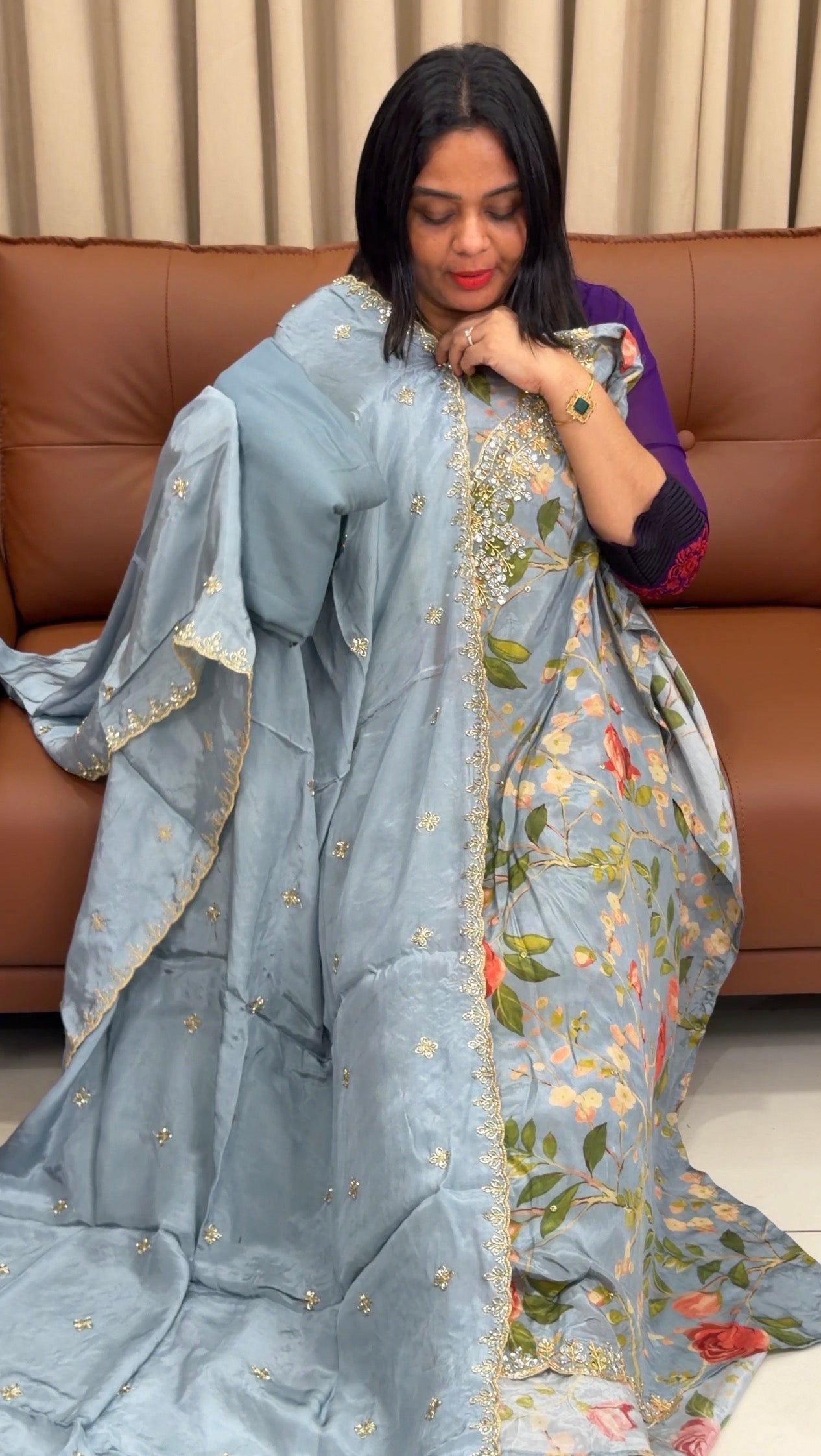 VISCOSE CRAPE UNSTITCHED SALWAR SUITS - IHA 33658