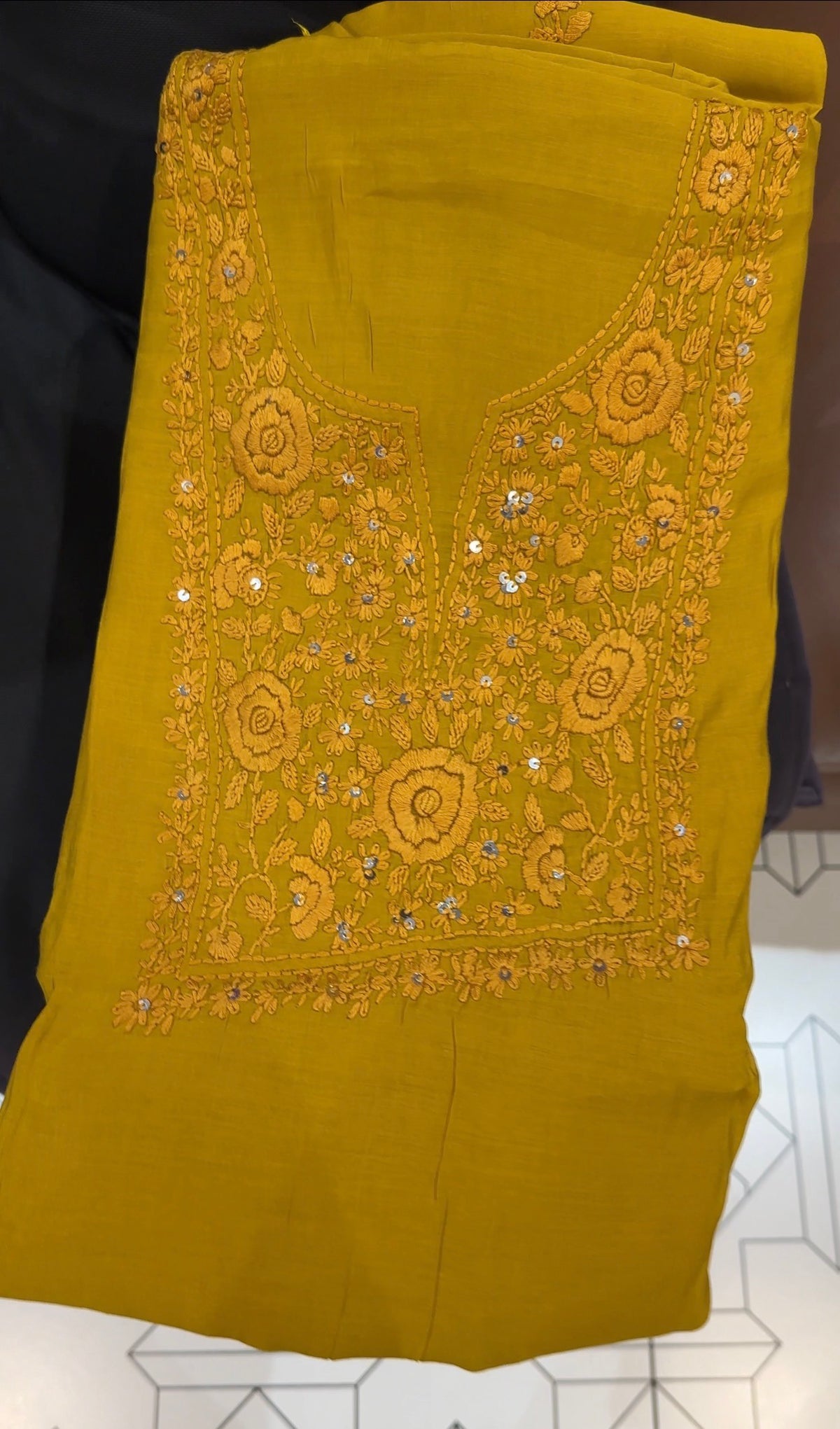 LUCKNOWI CHIKANKARI UNSTITCHED SALWAR SUITS - IHA 35993