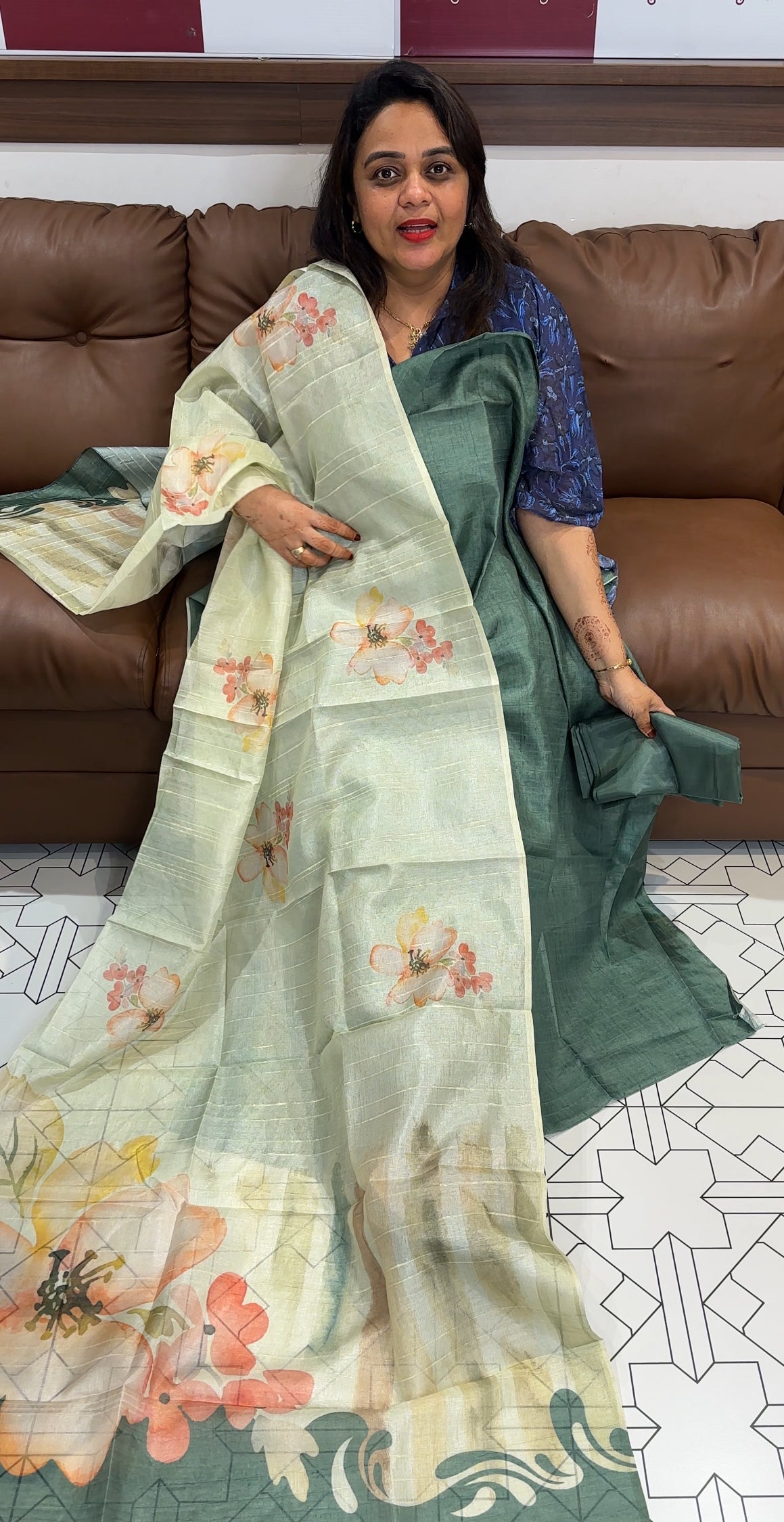 SEMI TUSSUR UNSTITCHED SALWAR SUITS - IHA 23819