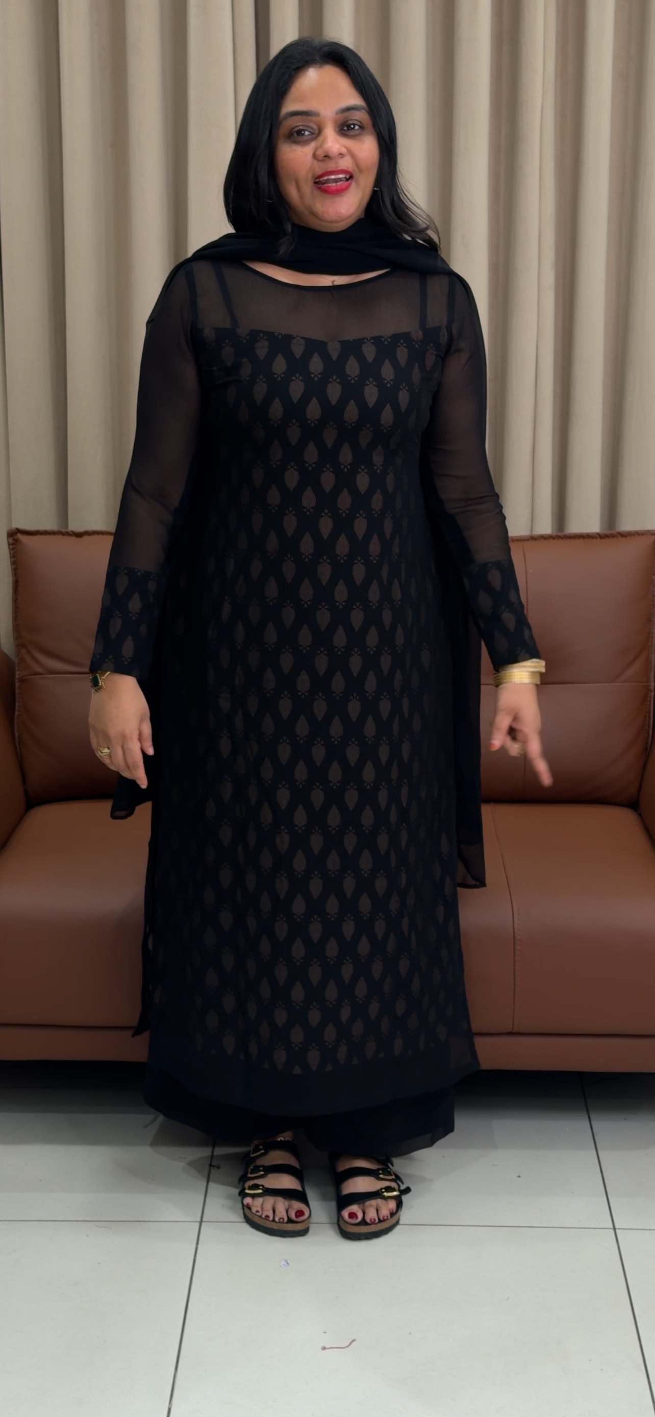 IHA'S IN-HOUSE GEORGETTE ALINE TOP AND DUPATTA - IHA 34030