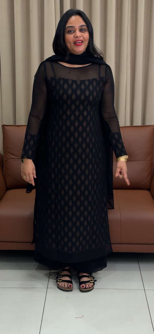 IHA'S IN-HOUSE GEORGETTE SLITTED TOP AND DUPATTA - IHA 34031