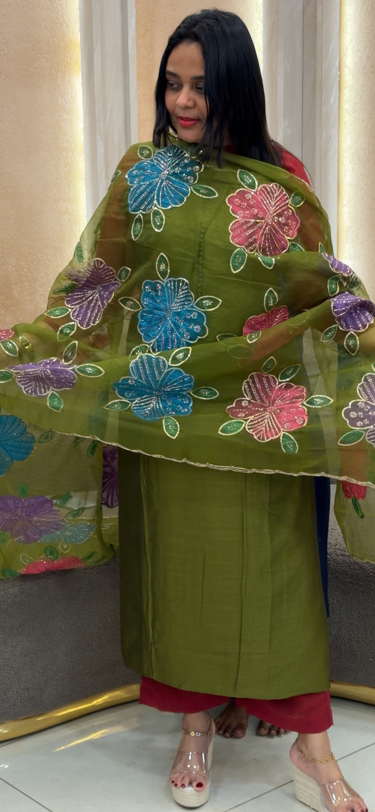 SEMI RAW SILK UNSTITCHED SALWAR SUITS - IHA 32979