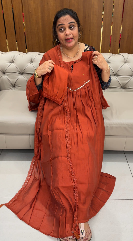 MALAI CHANDERI TOP, DUPATTA AND BOTTOM - IHA 27633