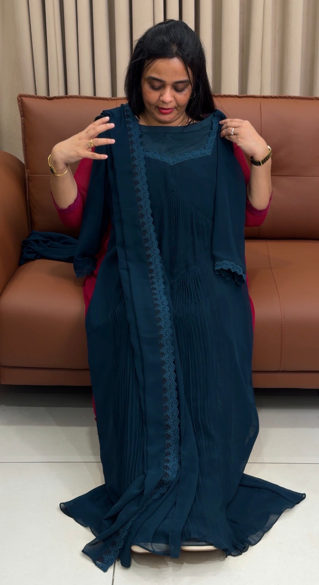 IHA'S IN-HOUSE GEORGETTE ALINE TOP AND DUPATTA - IHA 34926