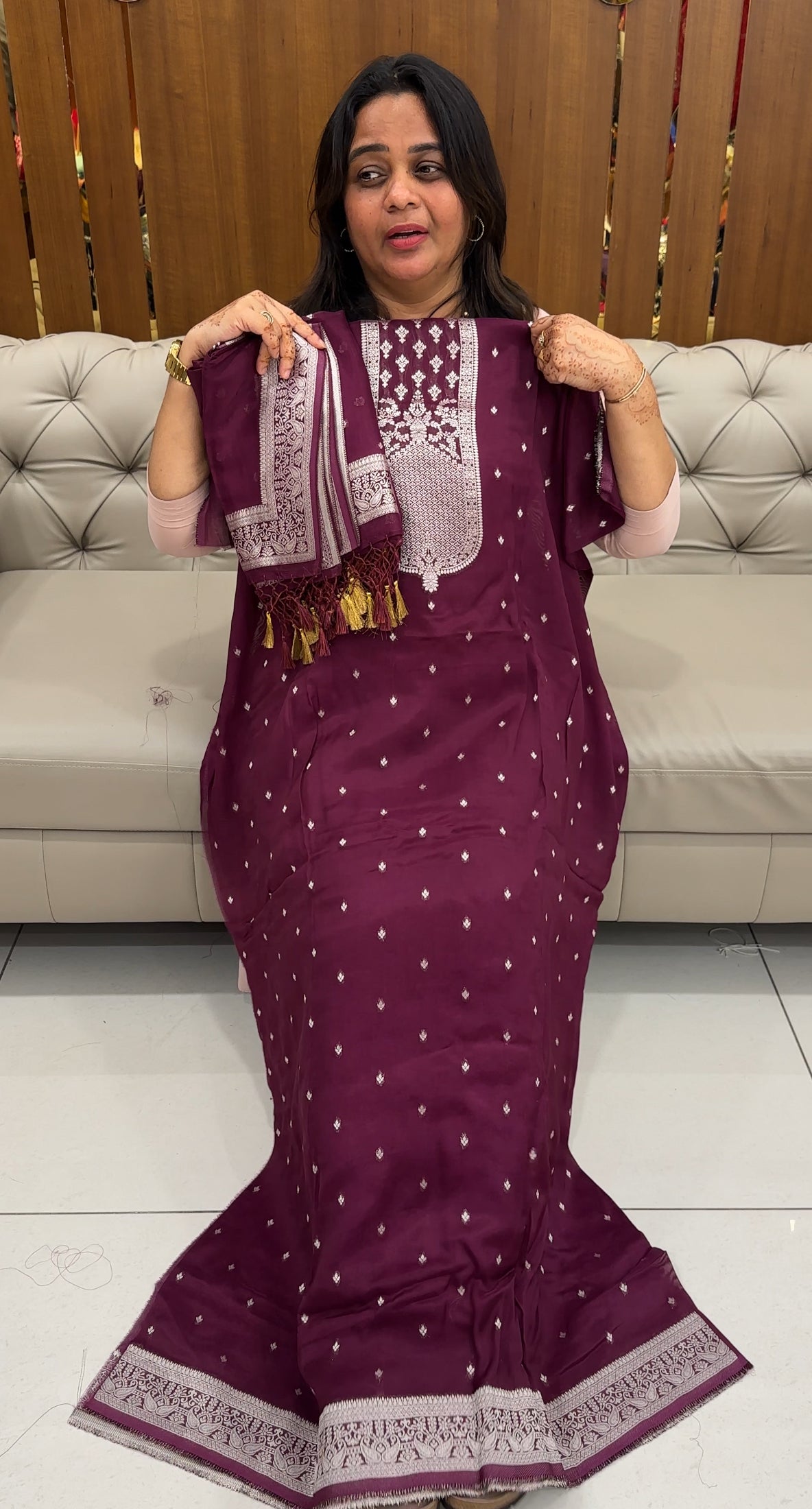 VISCOSE ORGANZA UNSTITCHED SALWAR SUITS  - IHA 27479