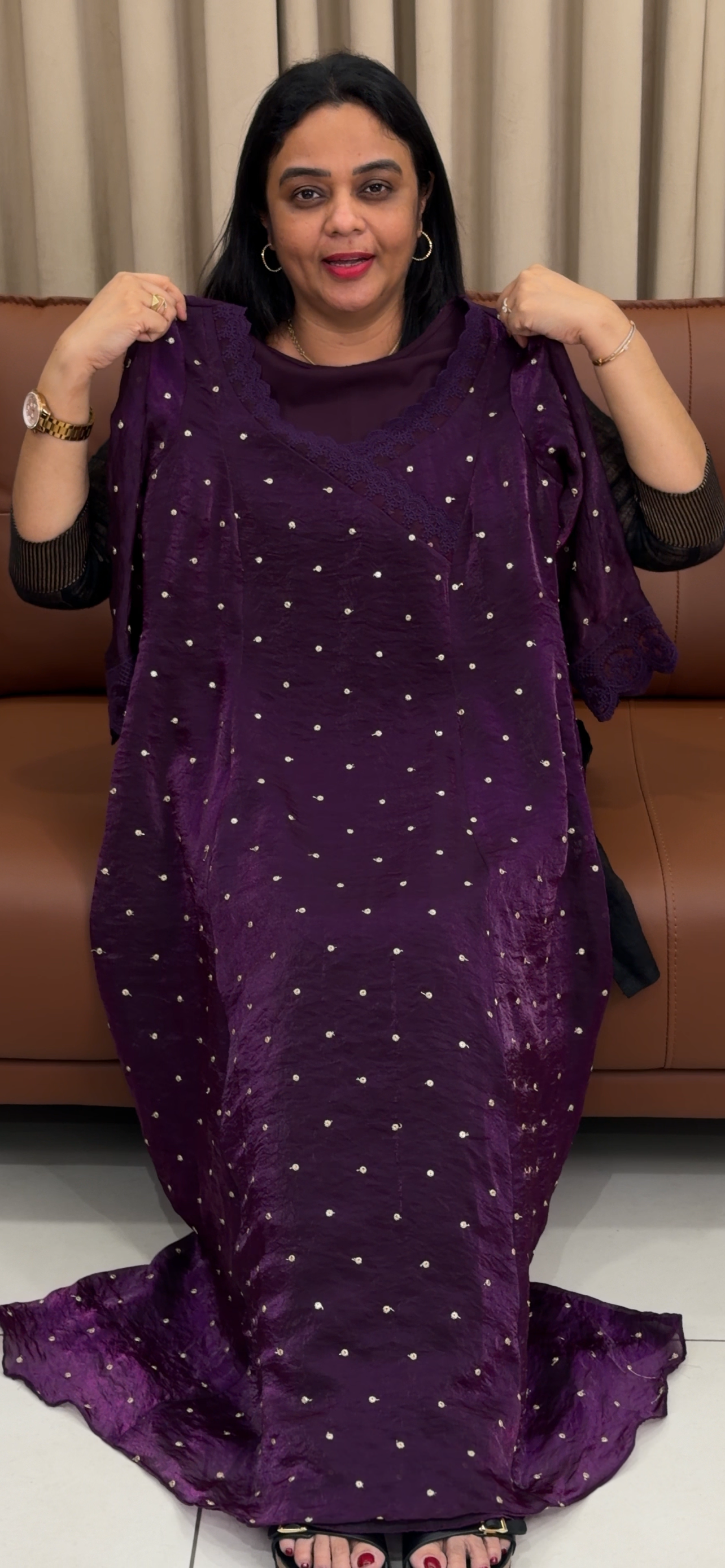 IHA'S IN-HOUSE VELVET ORGANZA ALINE TOPS - IHA 33958