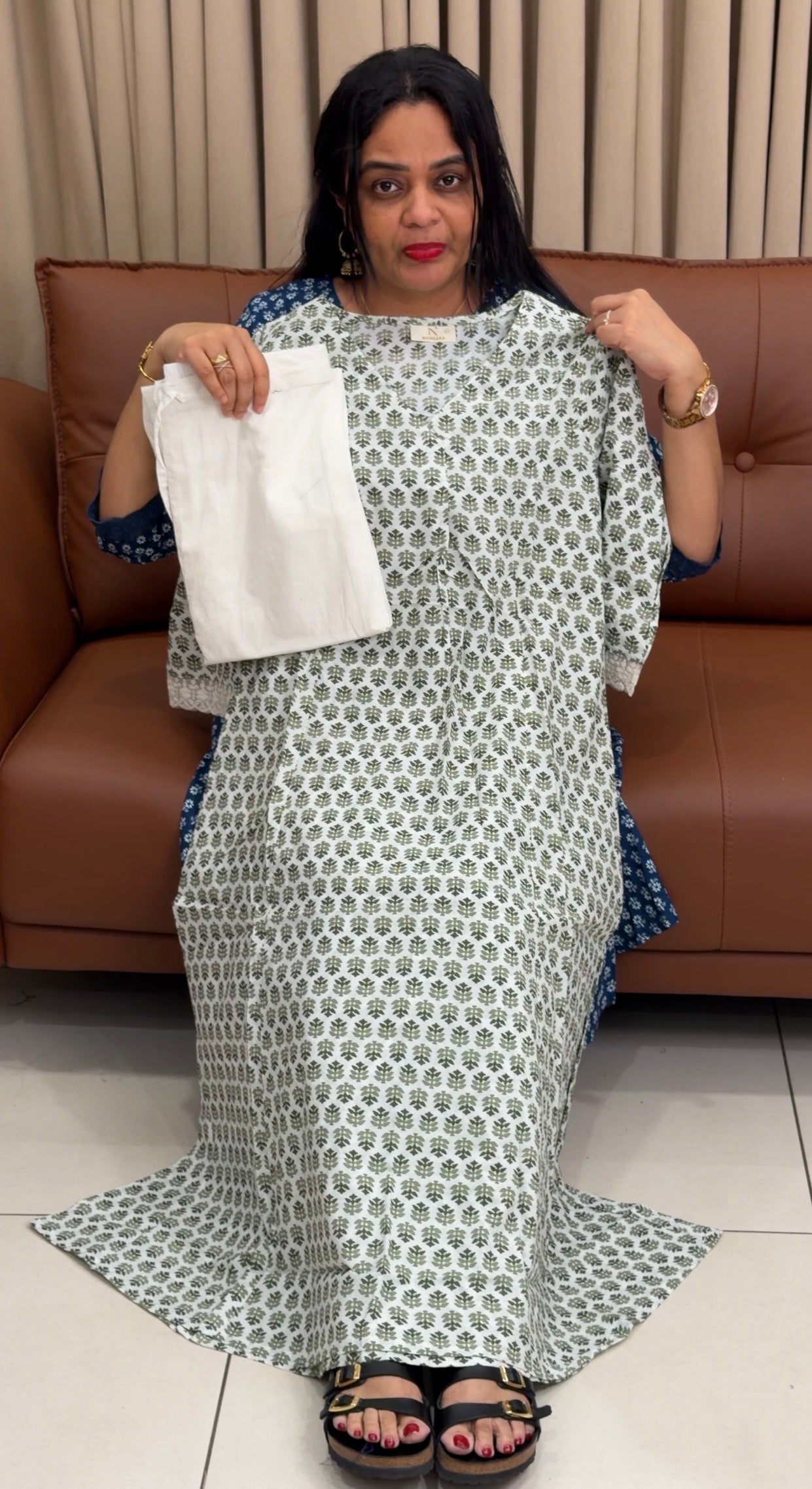 PRINTED COTTON TOP AND BOTTOM - IHA 34499