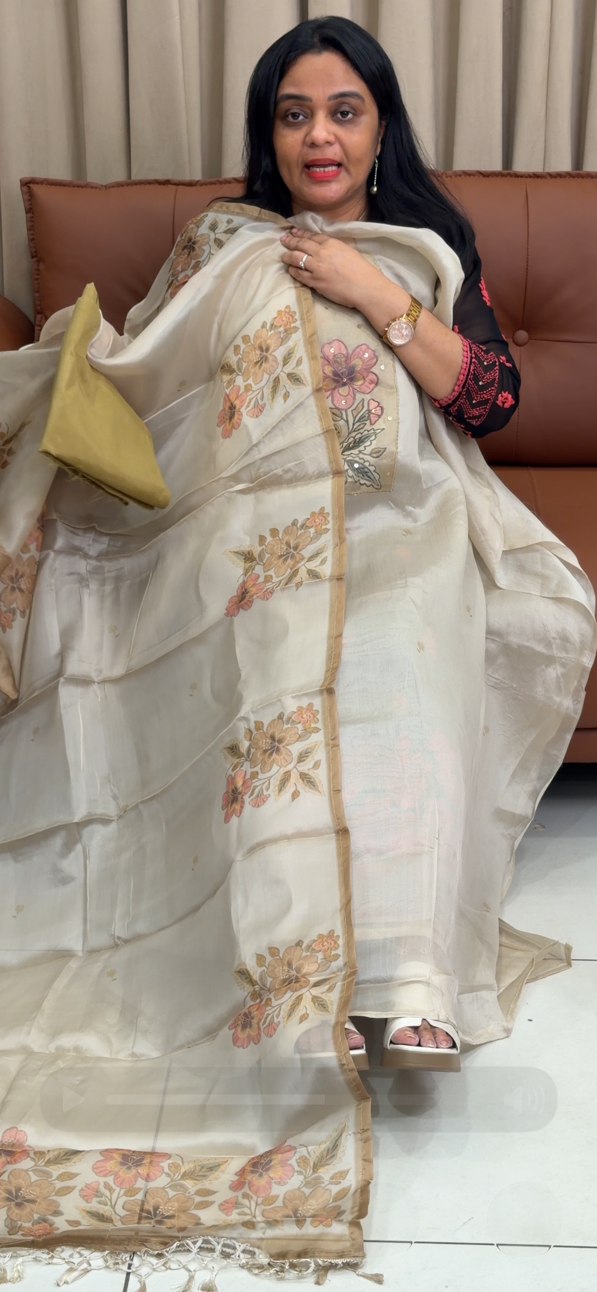CRISPY GEORGETTE UNSTITCHED SALWAR SUITS - IHA 35450