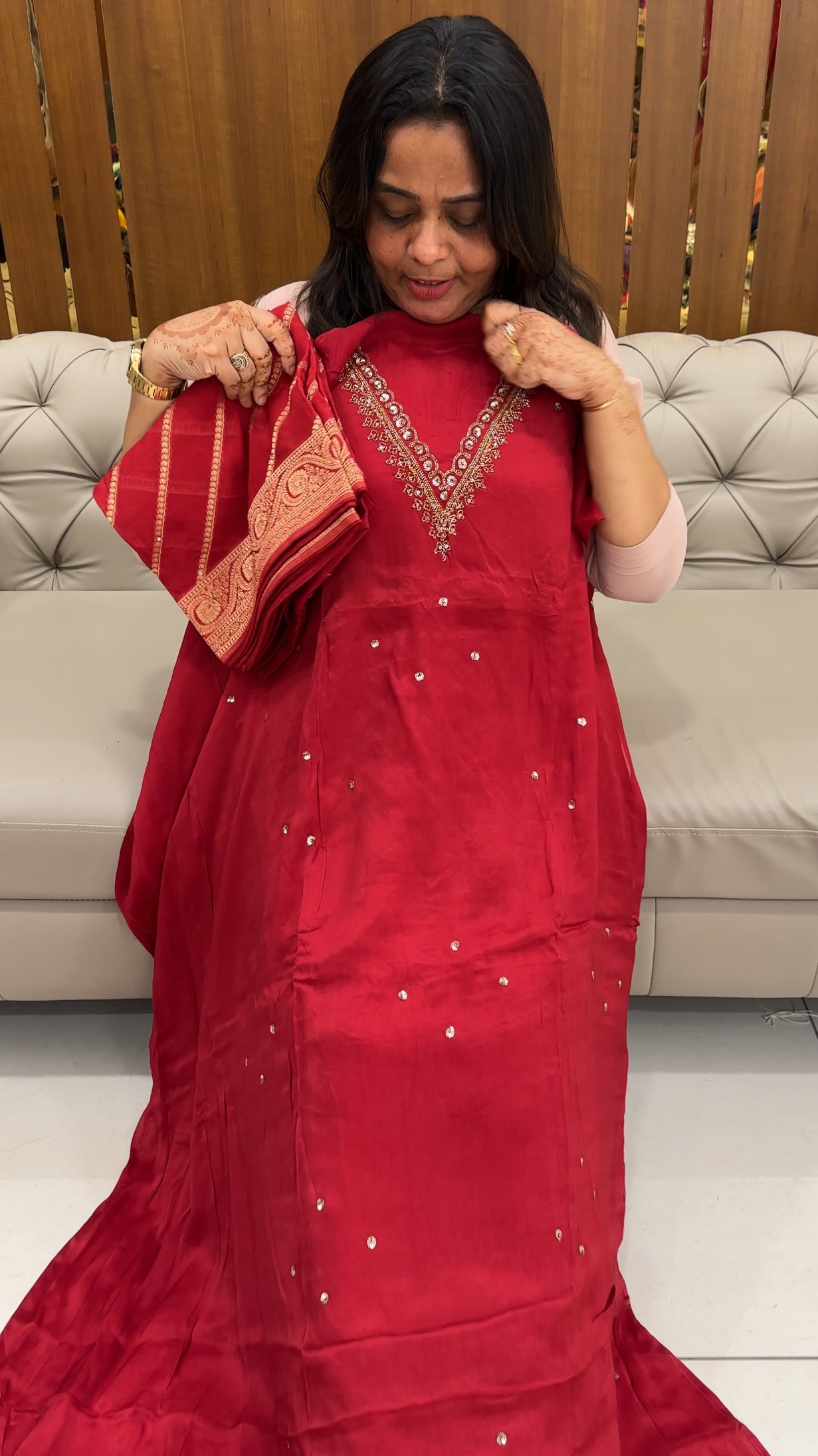 VISCOSE ORGANZA UNSTITCHED SALWAR SUITS - IHA 27488