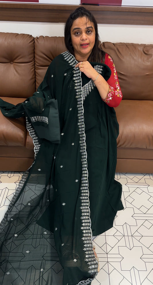 HAND WORKED UNSTITCHED SALWAR SUITS - IHA 27762