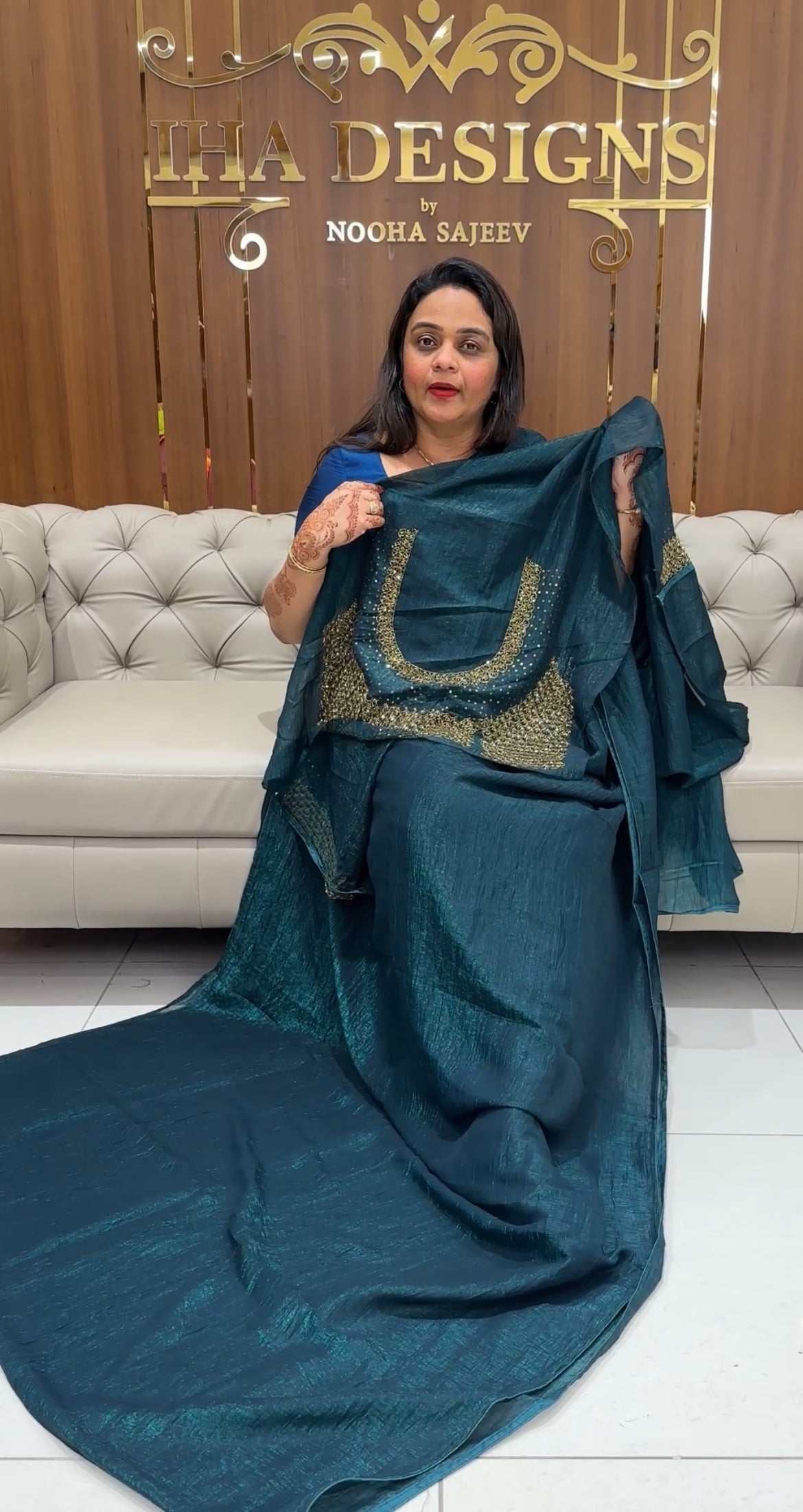 VELVET ORGANZA SAREES - IHA 23653