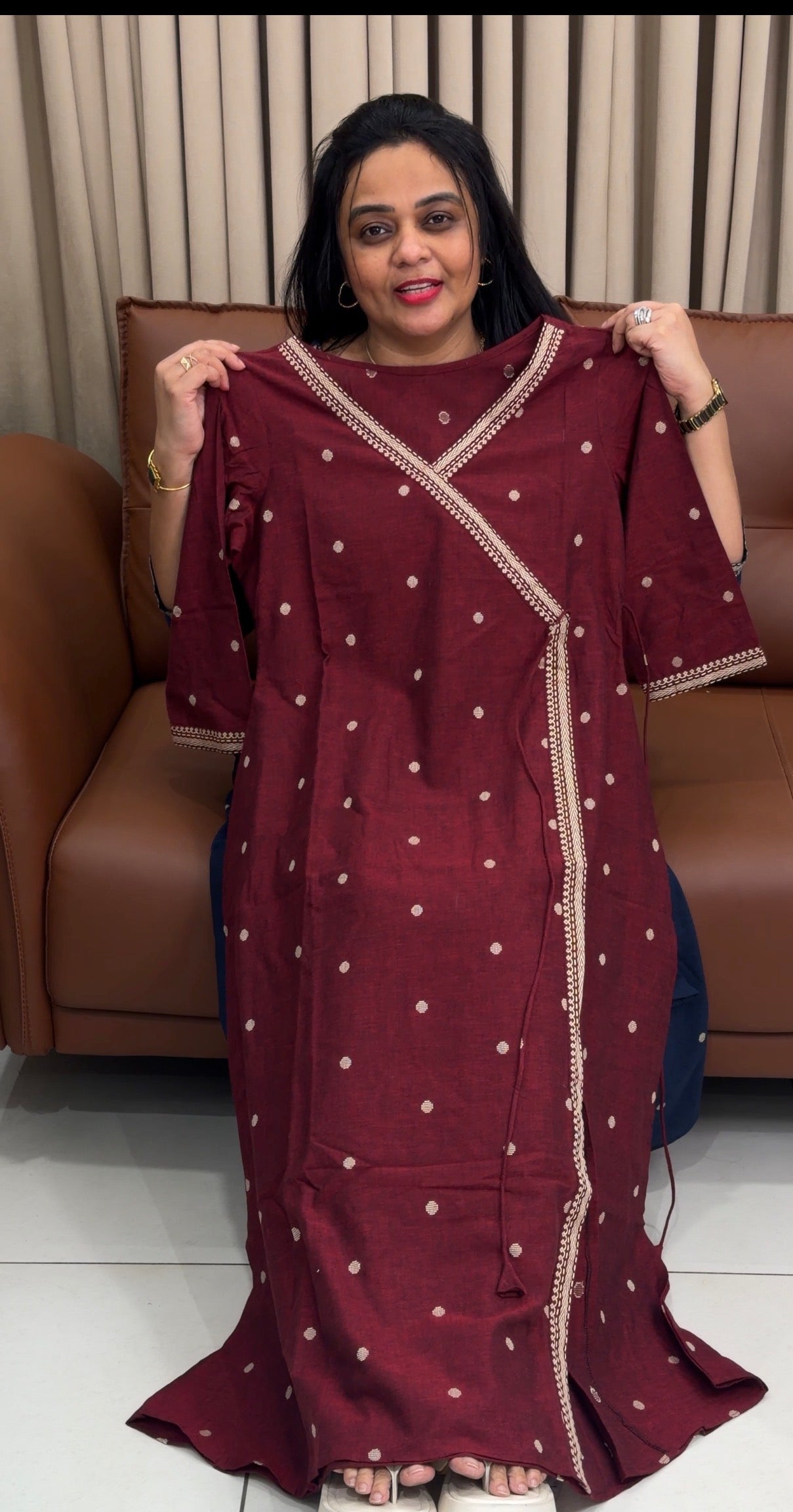 IHA'S IN-HOUSE COTTON JAMDANI ALINE TOPS - IHA 34825
