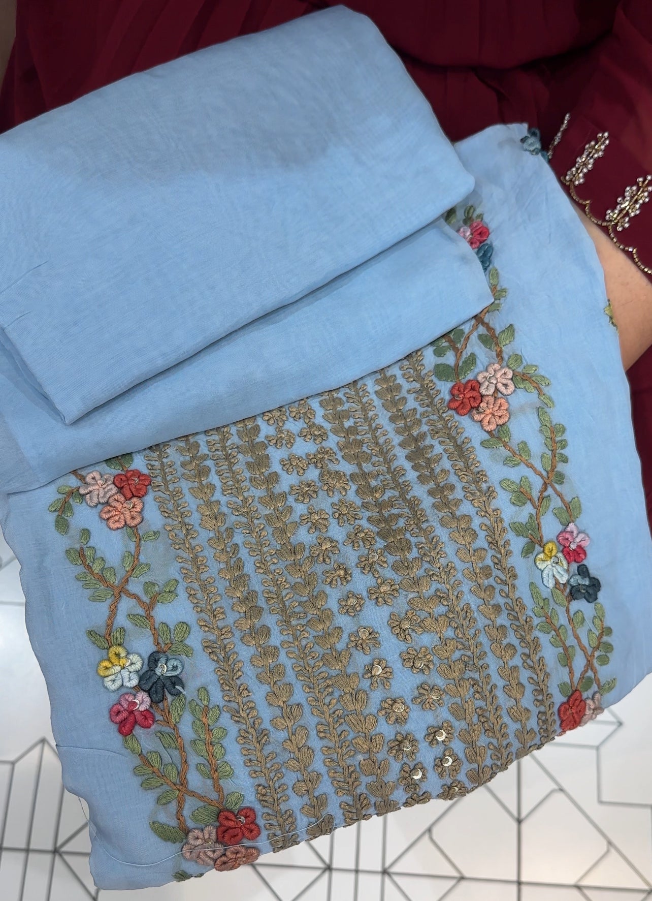 VISCOSE ORGANZA UNSTITCHED SALWAR SUITS - IHA 28069