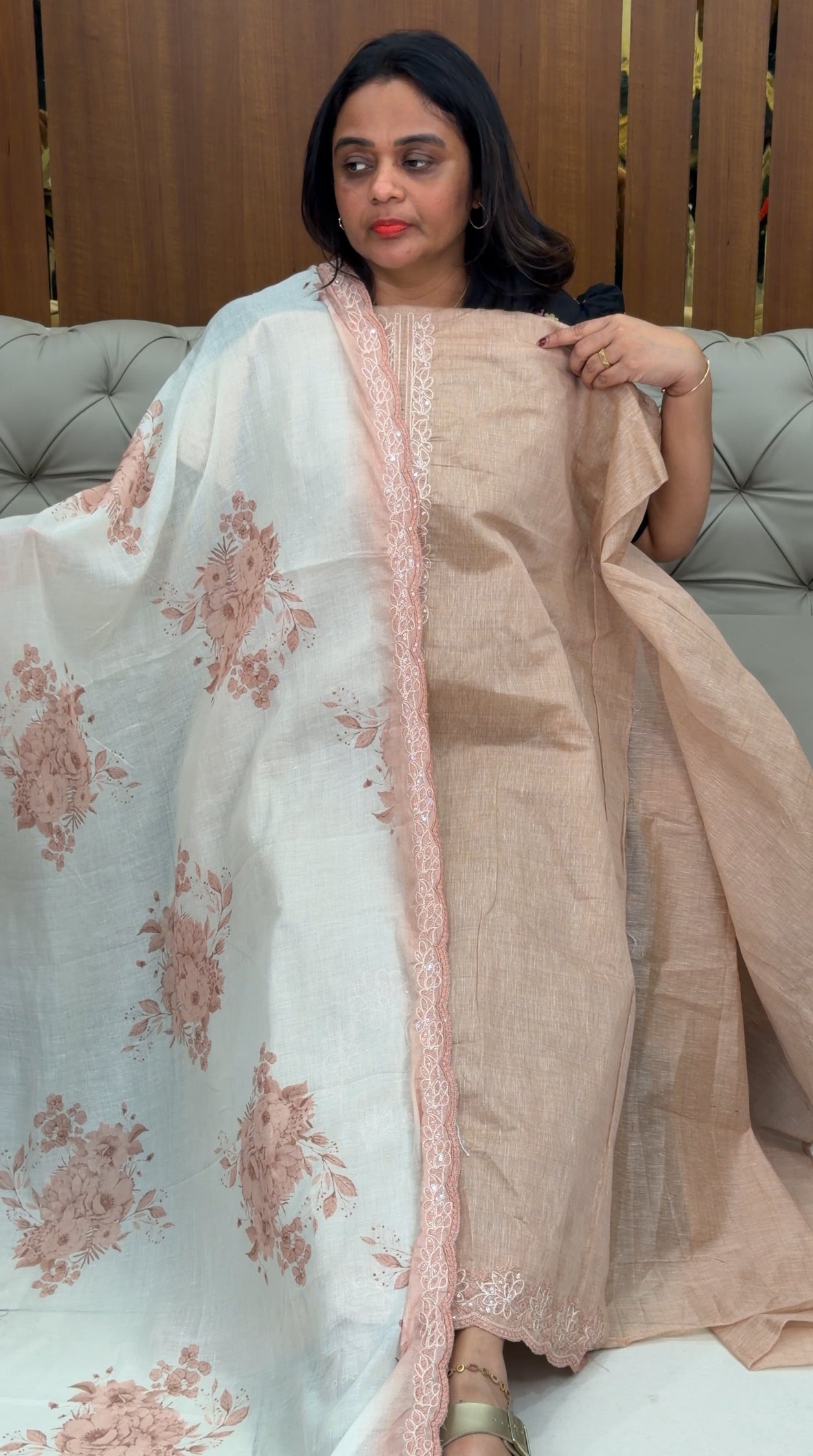 SEMI JUTE UNSTITCHED SALWAR SUITS - IHA 33309