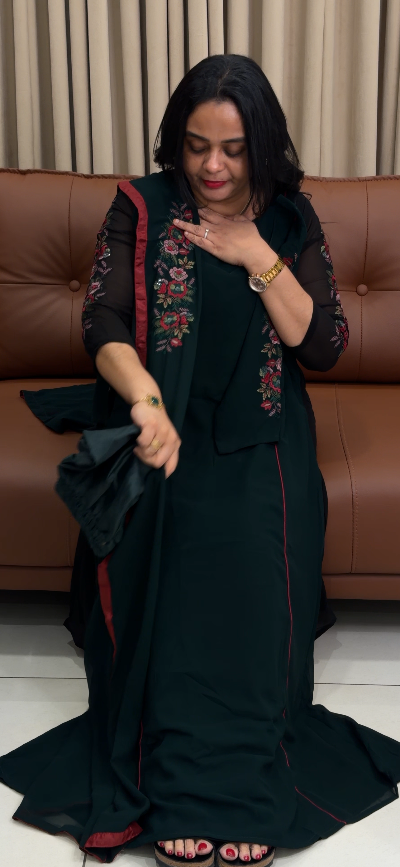 FAUX GEORGETTE TOP BOTTOM AND DUPATTA - IHA 34336